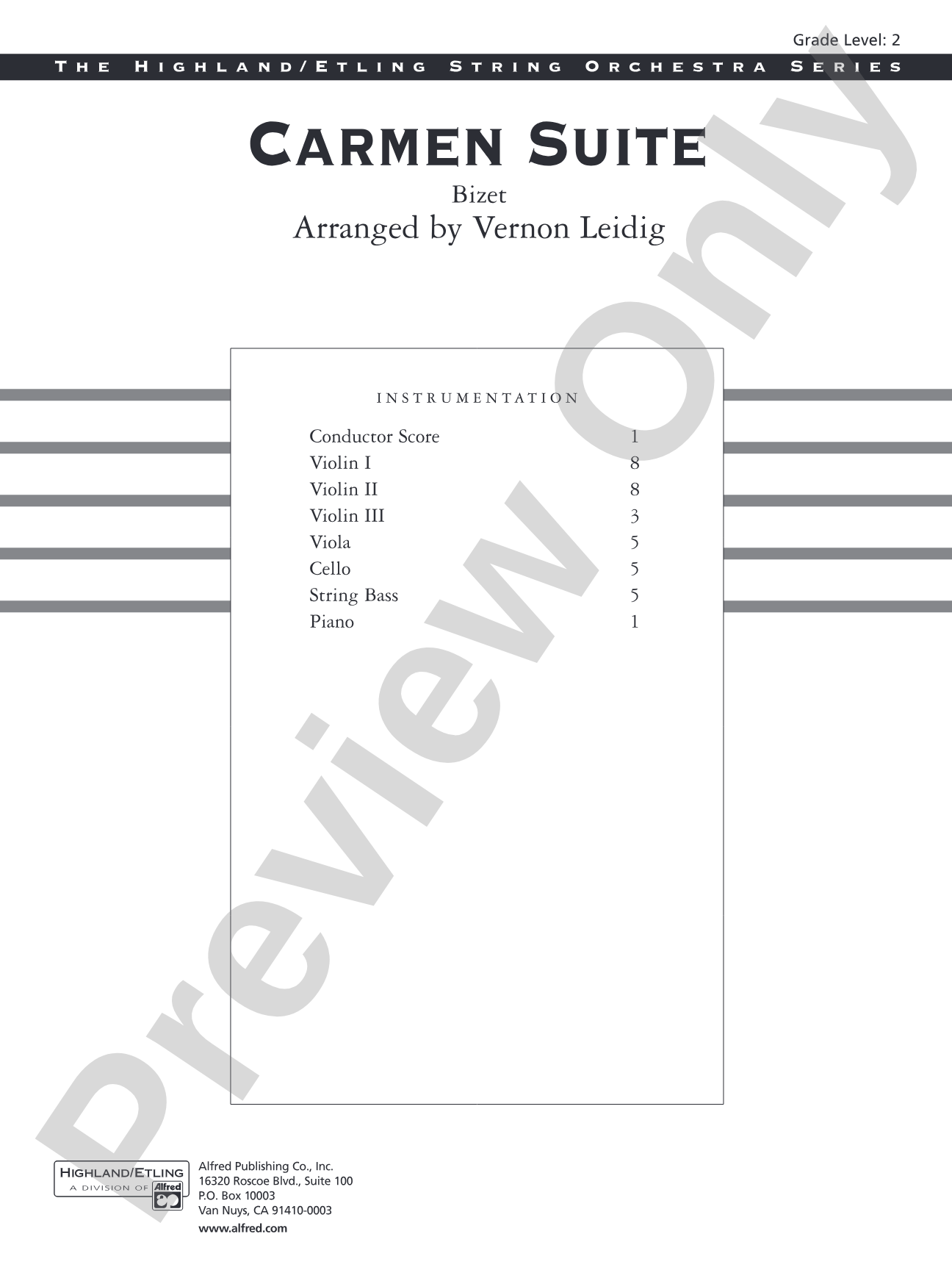Carmen Suite: String Orchestra Conductor Score & Parts