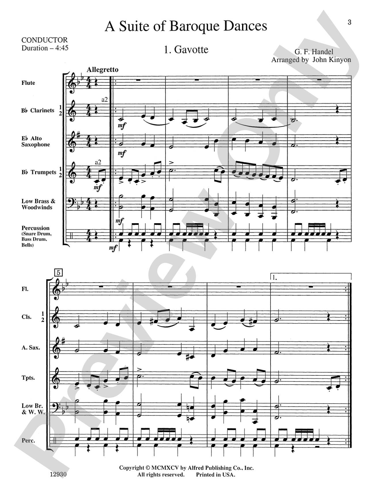 A Suite of Baroque Dances: Concert Band Conductor Score & Parts