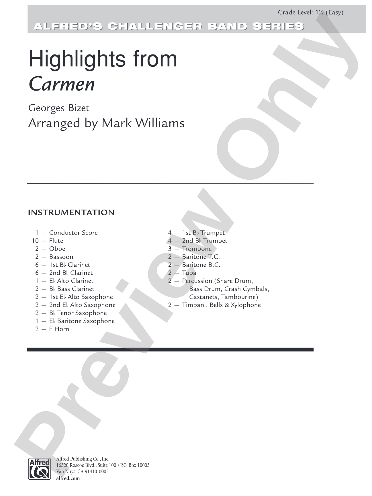 Highlights from Carmen: Concert Band Conductor Score & Parts