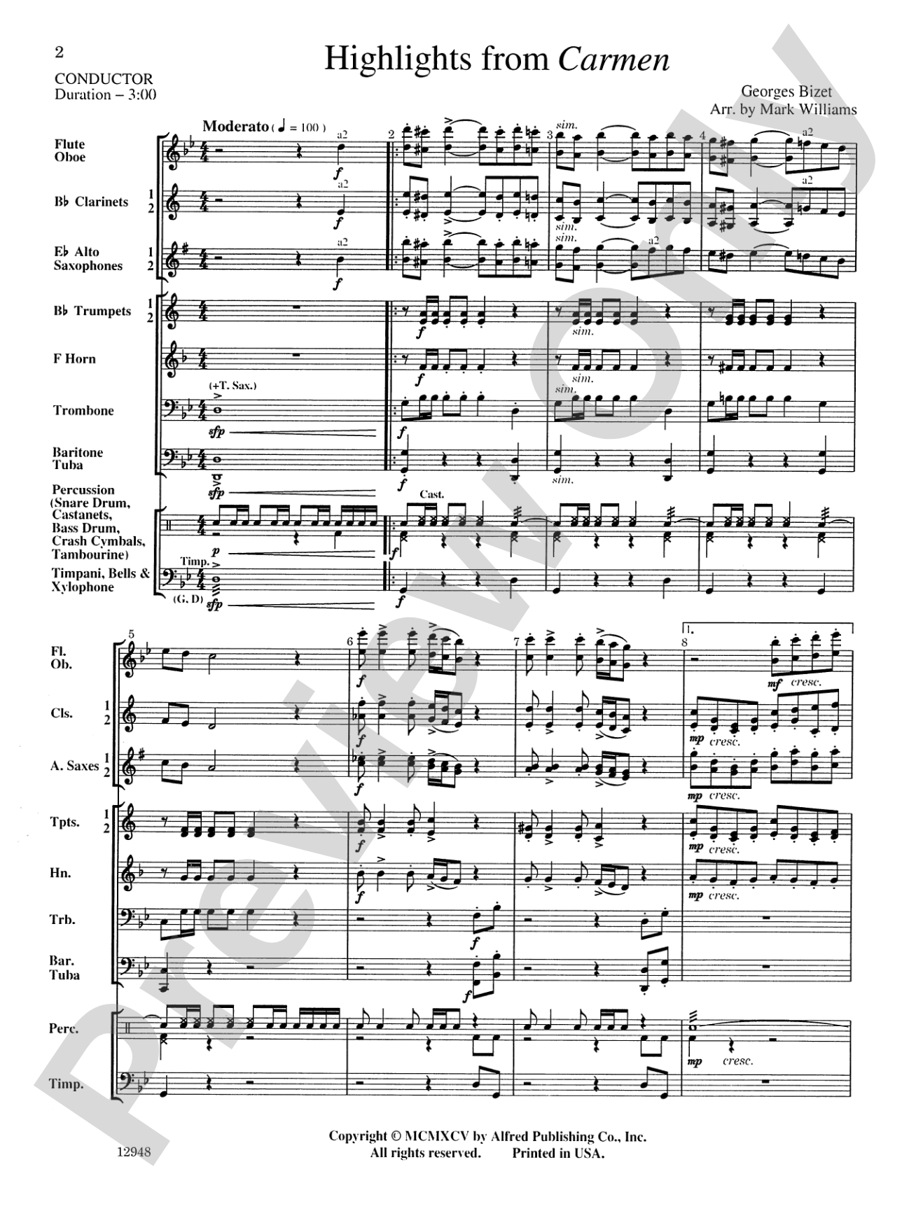 Highlights from Carmen: Concert Band Conductor Score & Parts