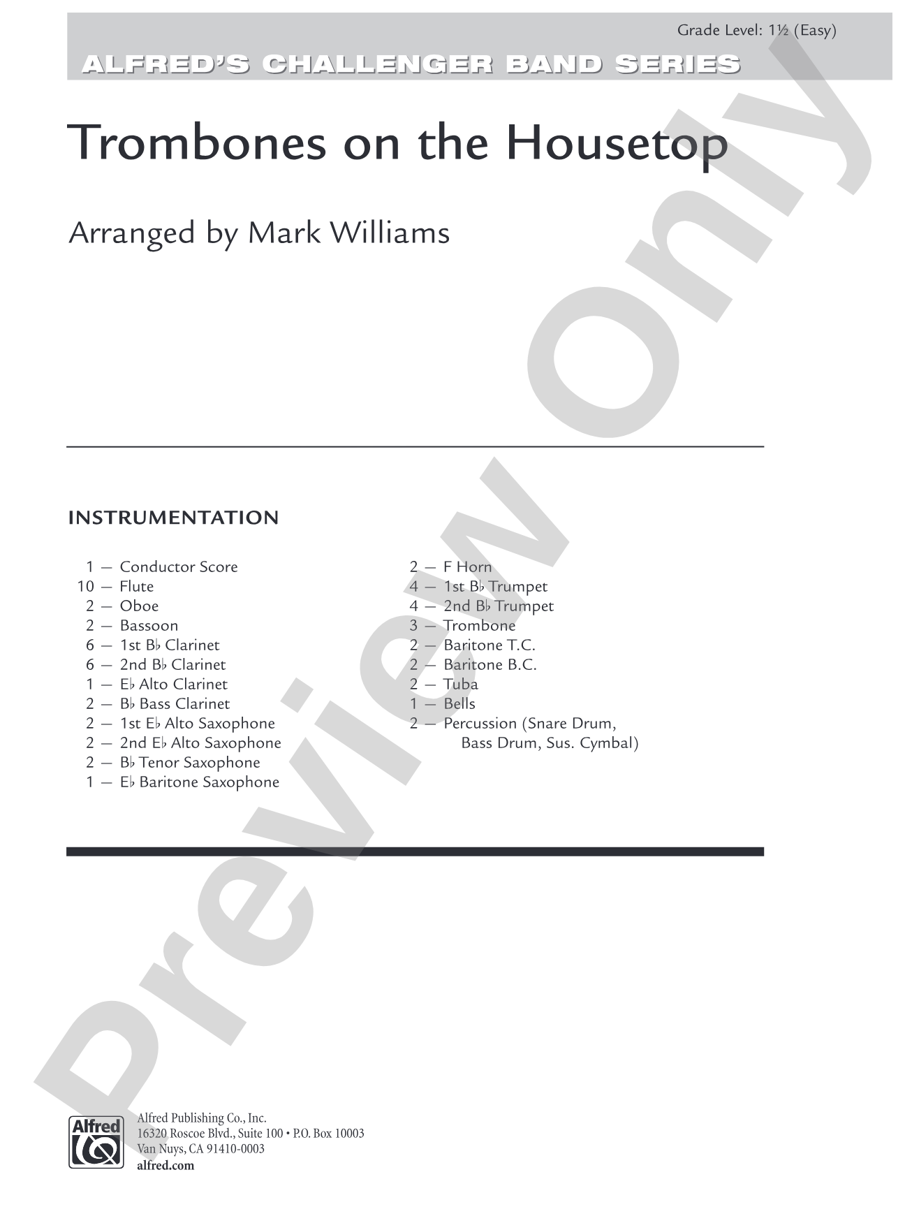 Trombones on the Housetop: Concert Band Conductor Score & Parts