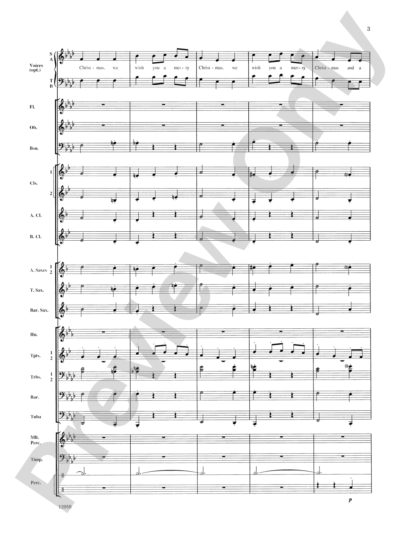 A Christmas Serenade (with optional chorus): Concert Band Conductor Score & Parts