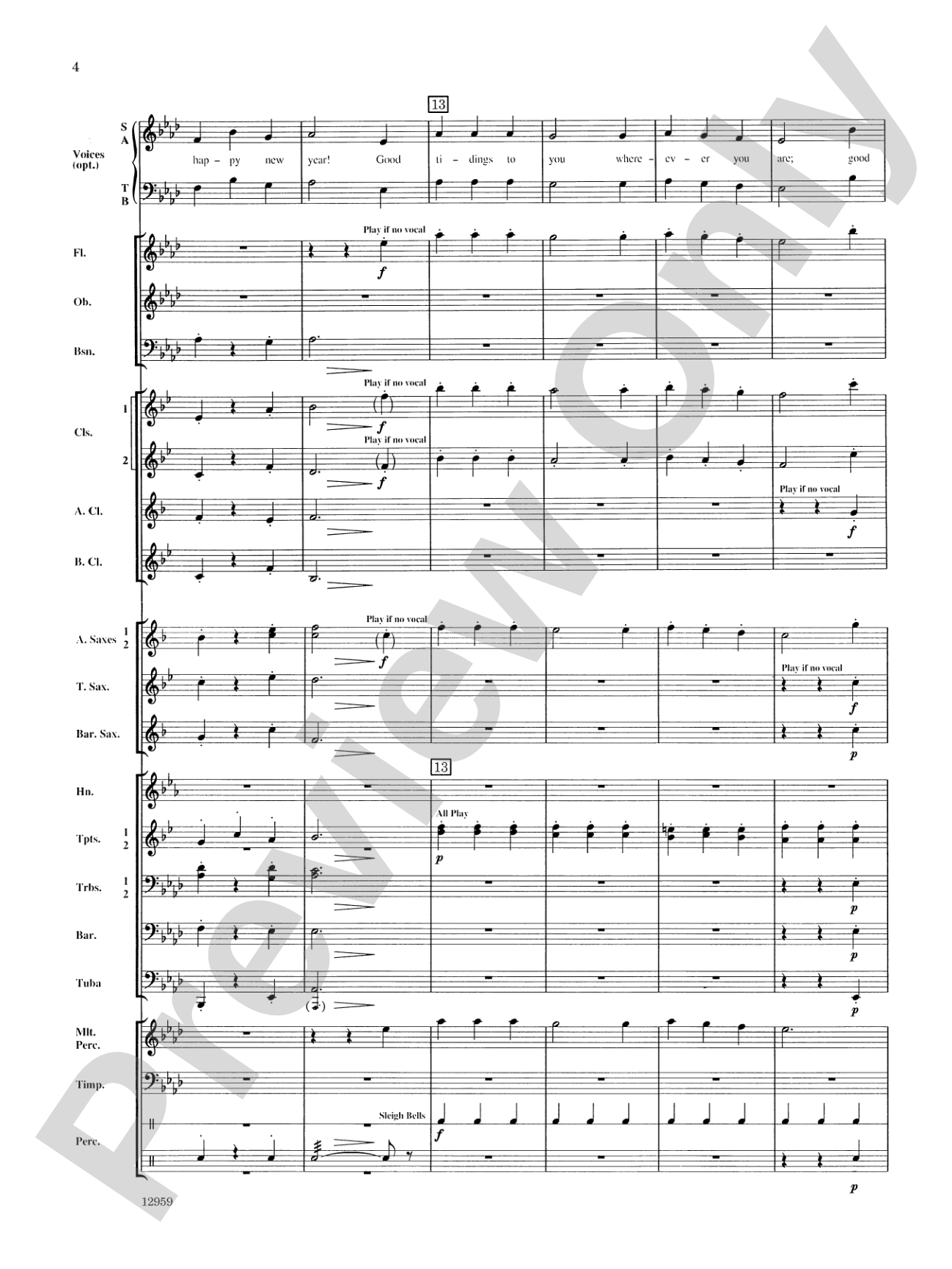 A Christmas Serenade (with optional chorus): Concert Band Conductor Score & Parts