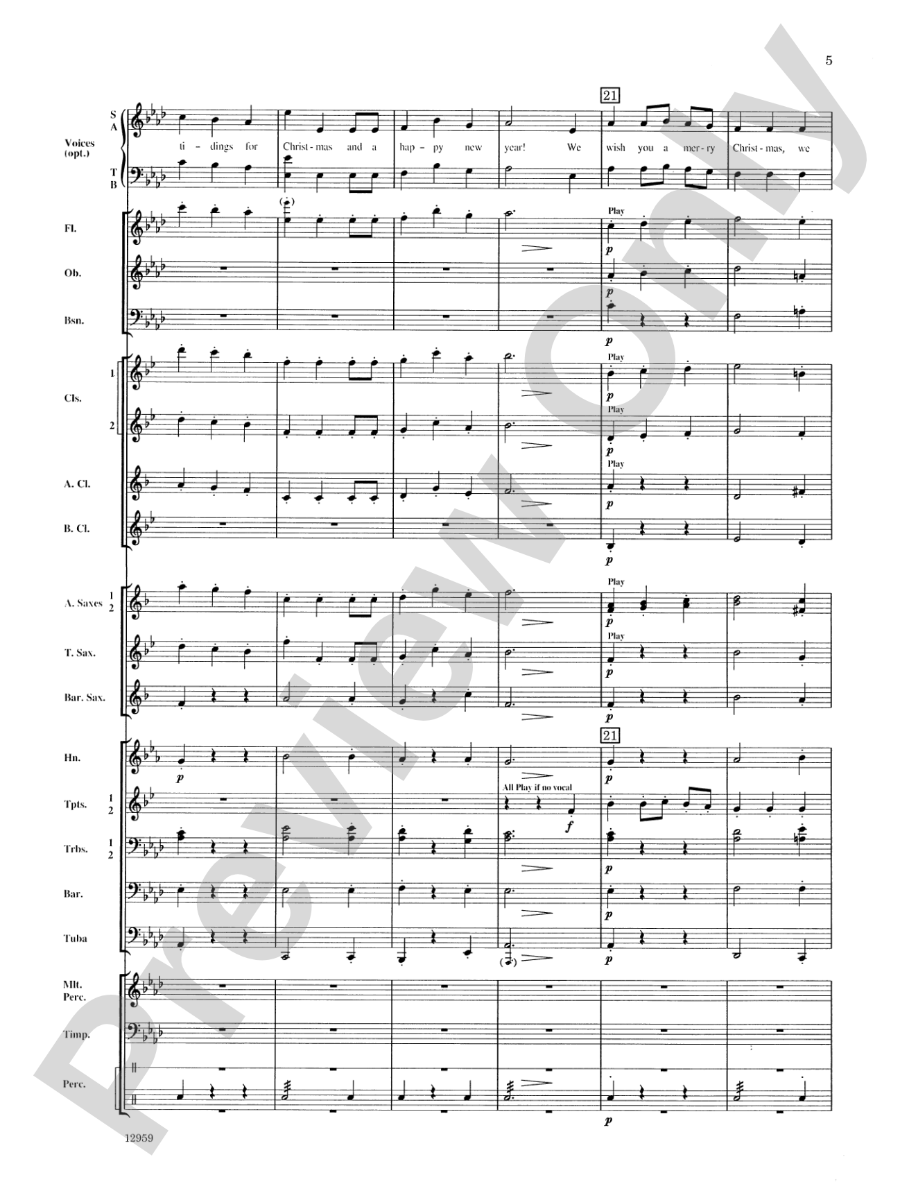 A Christmas Serenade (with optional chorus): Concert Band Conductor Score & Parts