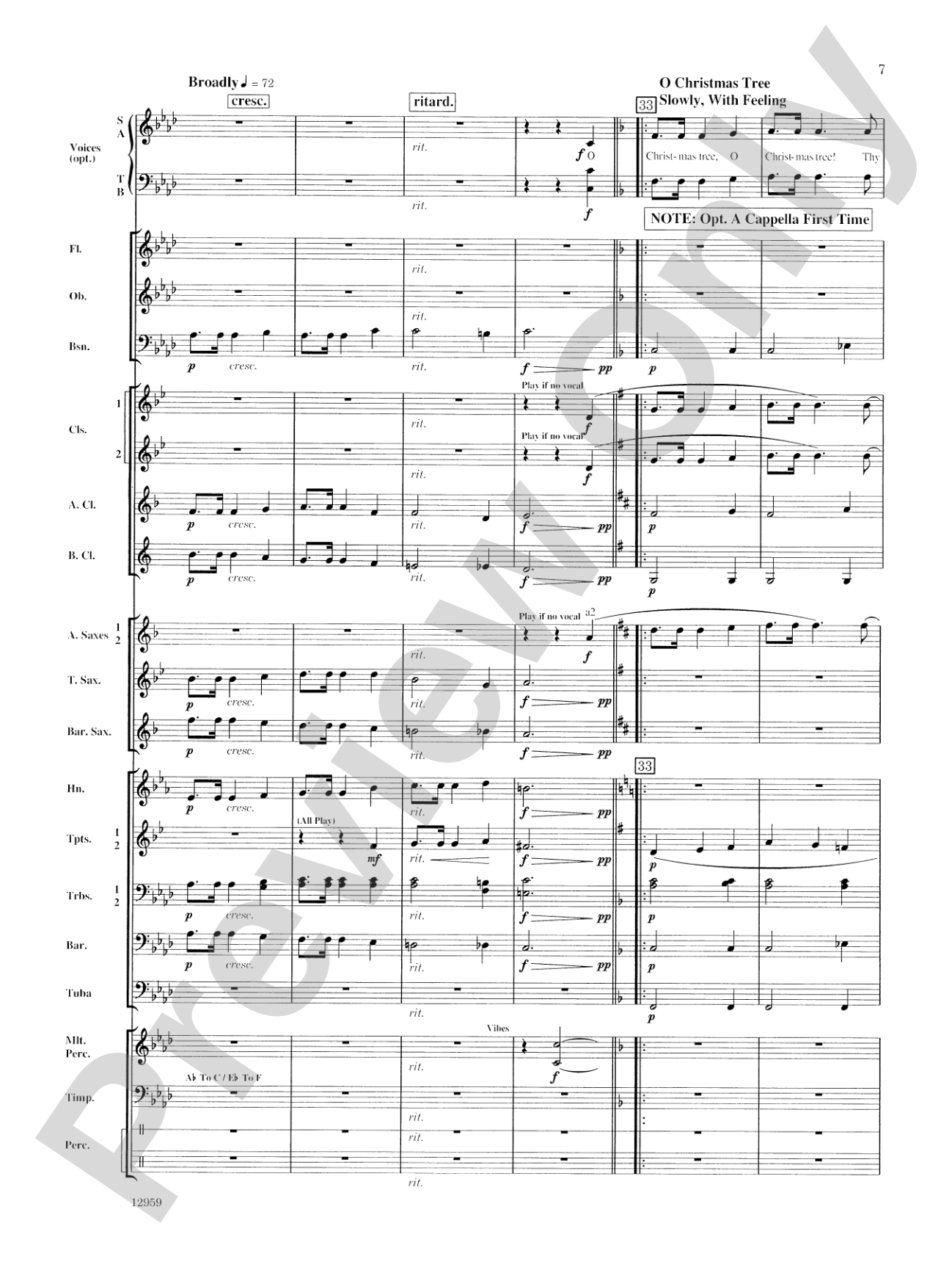 A Christmas Serenade (with optional chorus): Concert Band Conductor Score & Parts