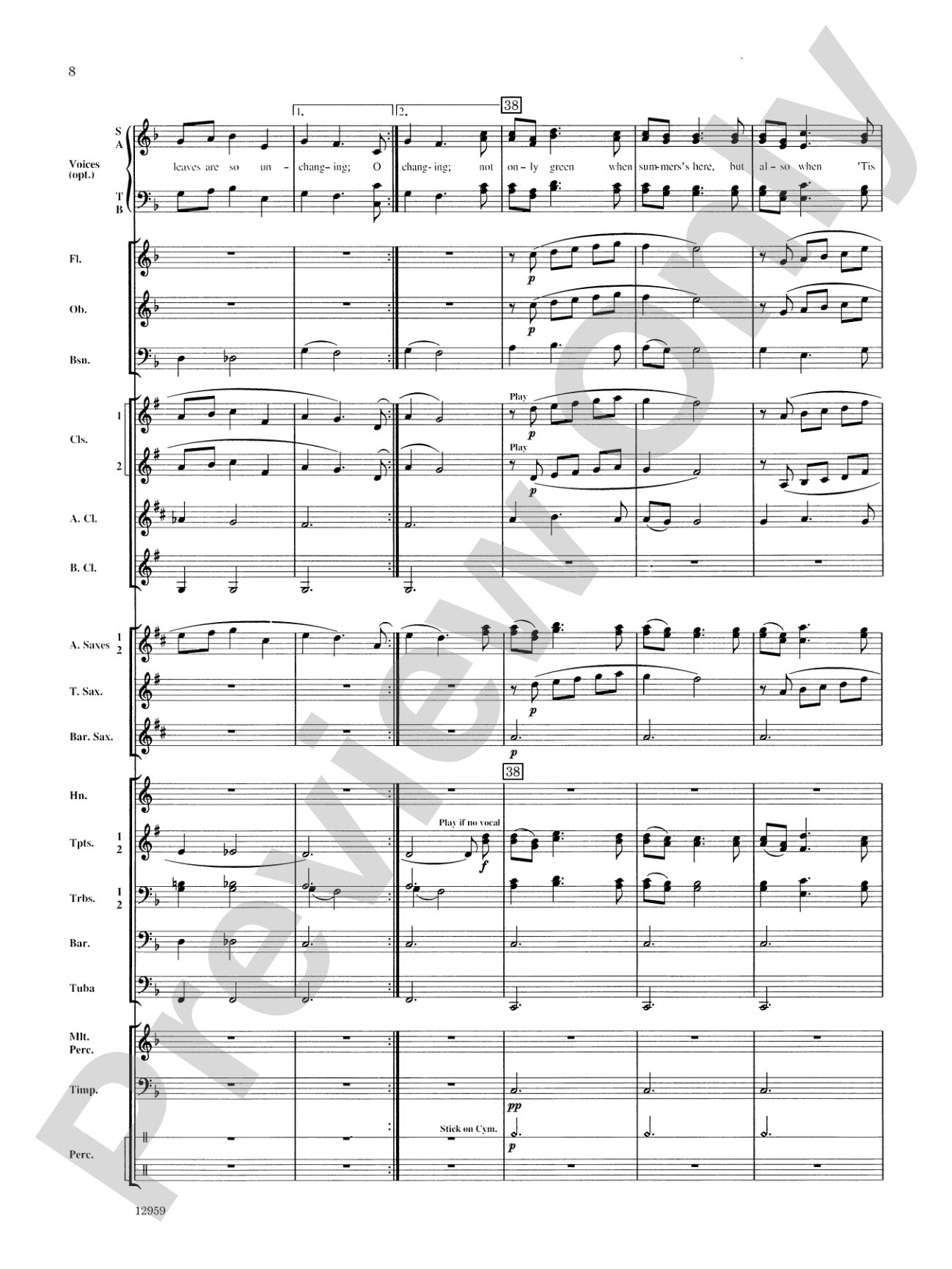 A Christmas Serenade (with optional chorus): Concert Band Conductor Score & Parts
