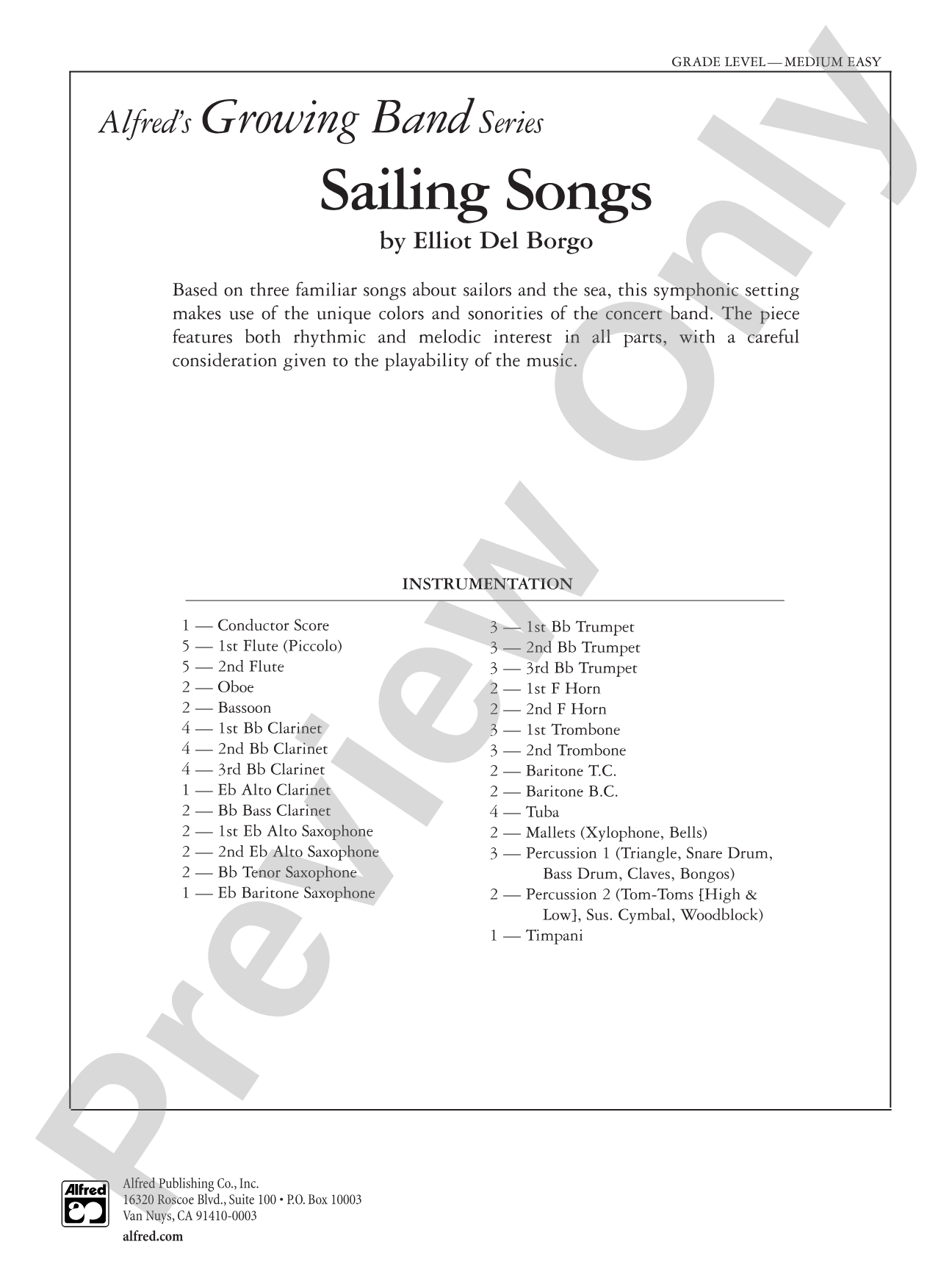 Sailing Songs: Concert Band Conductor Score & Parts