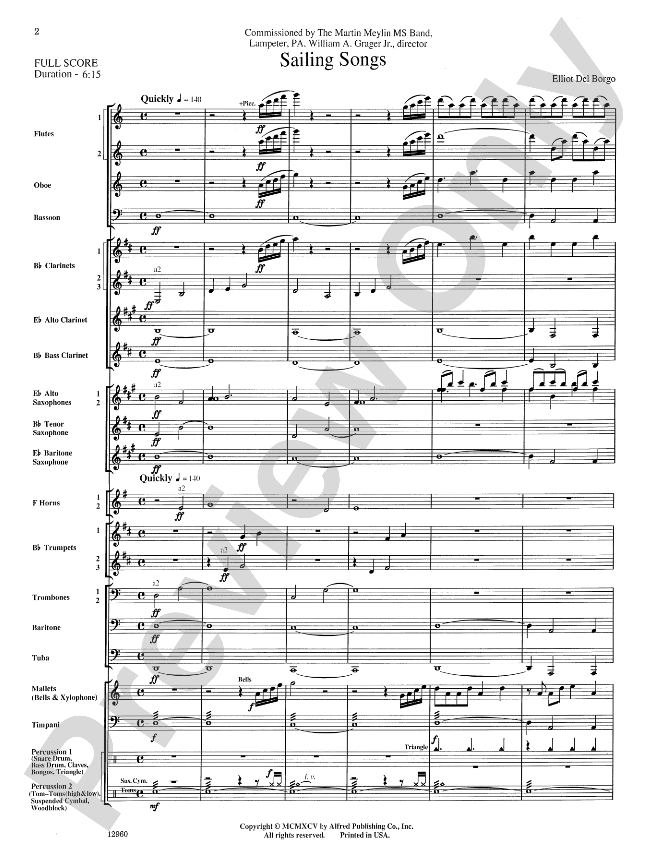 Sailing Songs: Concert Band Conductor Score & Parts