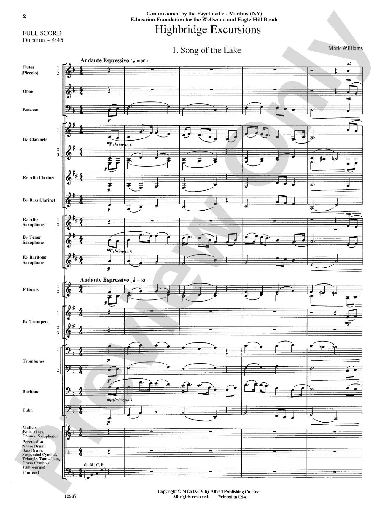 Highbridge Excursions: Concert Band Conductor Score & Parts