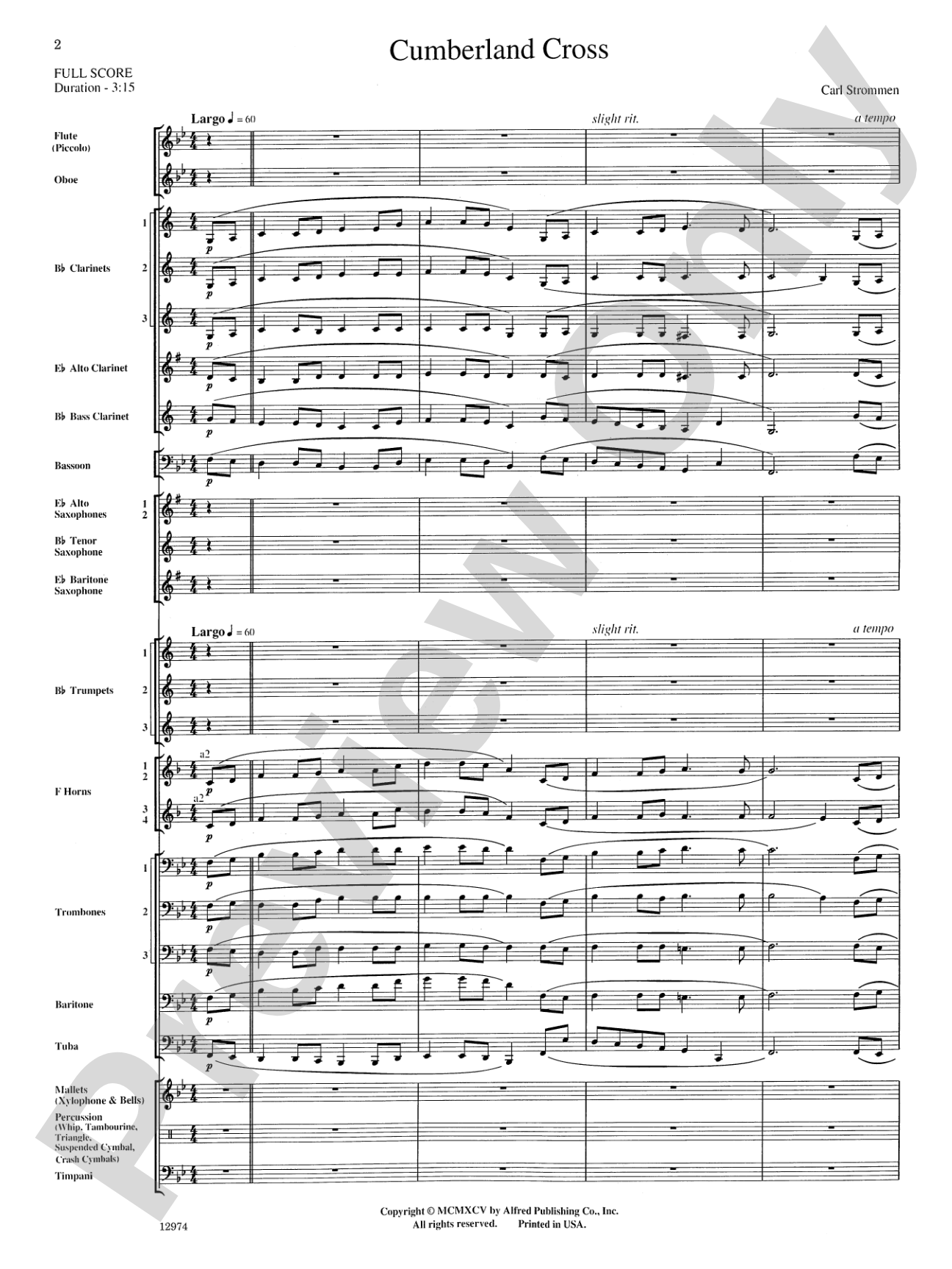 Cumberland Cross: Concert Band Conductor Score & Parts