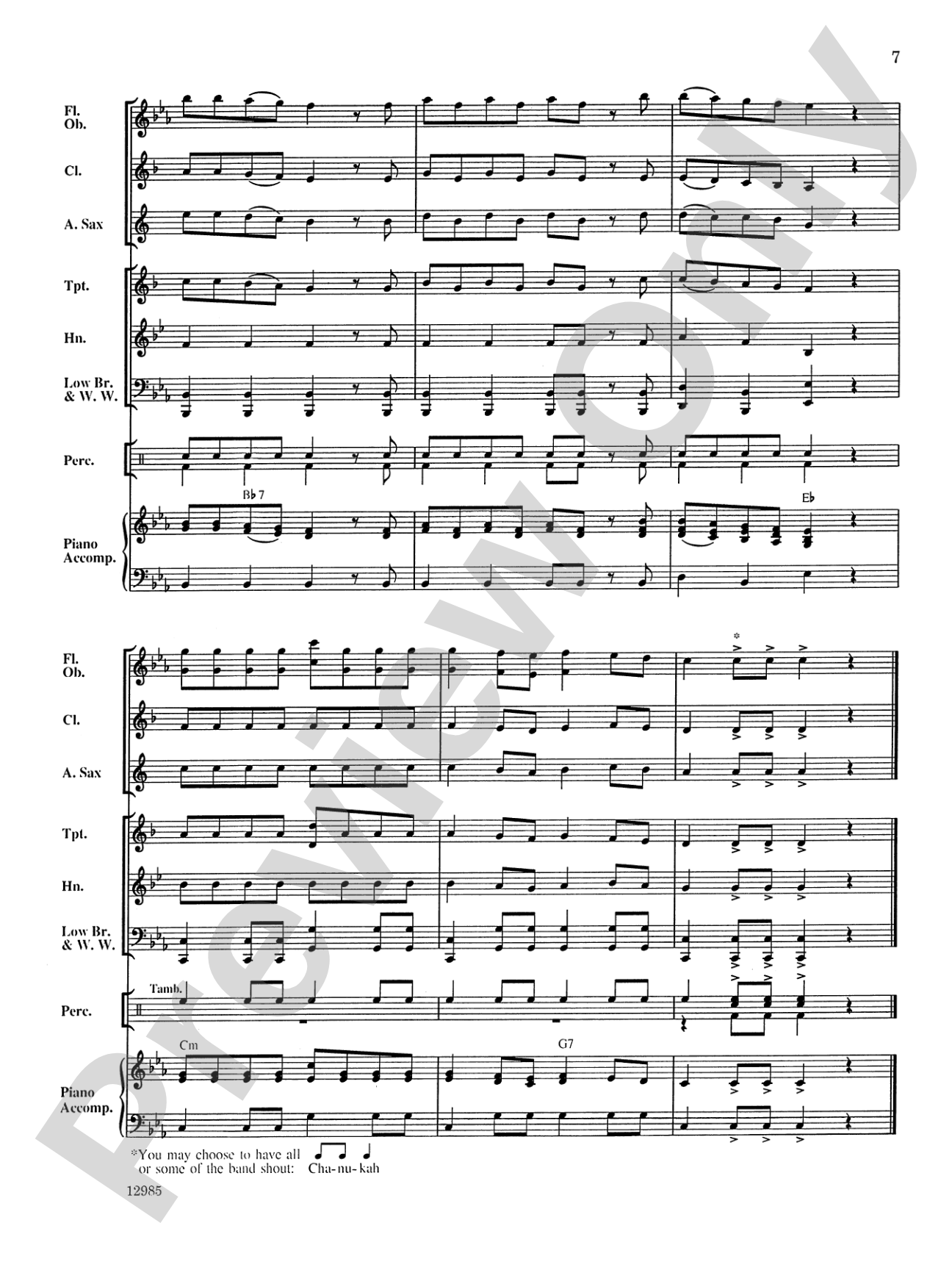 A Chanukah Festival: Concert Band Conductor Score & Parts