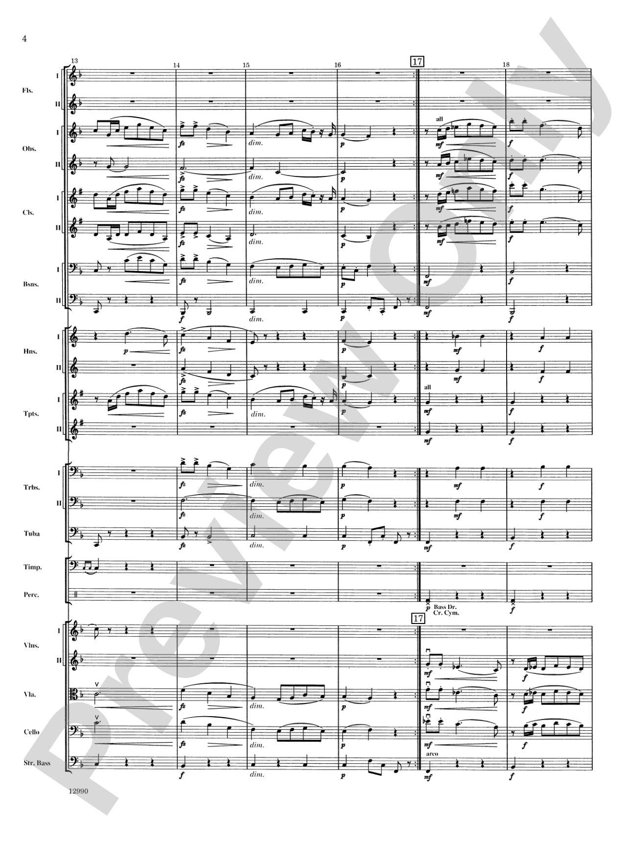 Slavonic Dance No. 4 (Op. 46): Full Orchestra Conductor Score & Parts