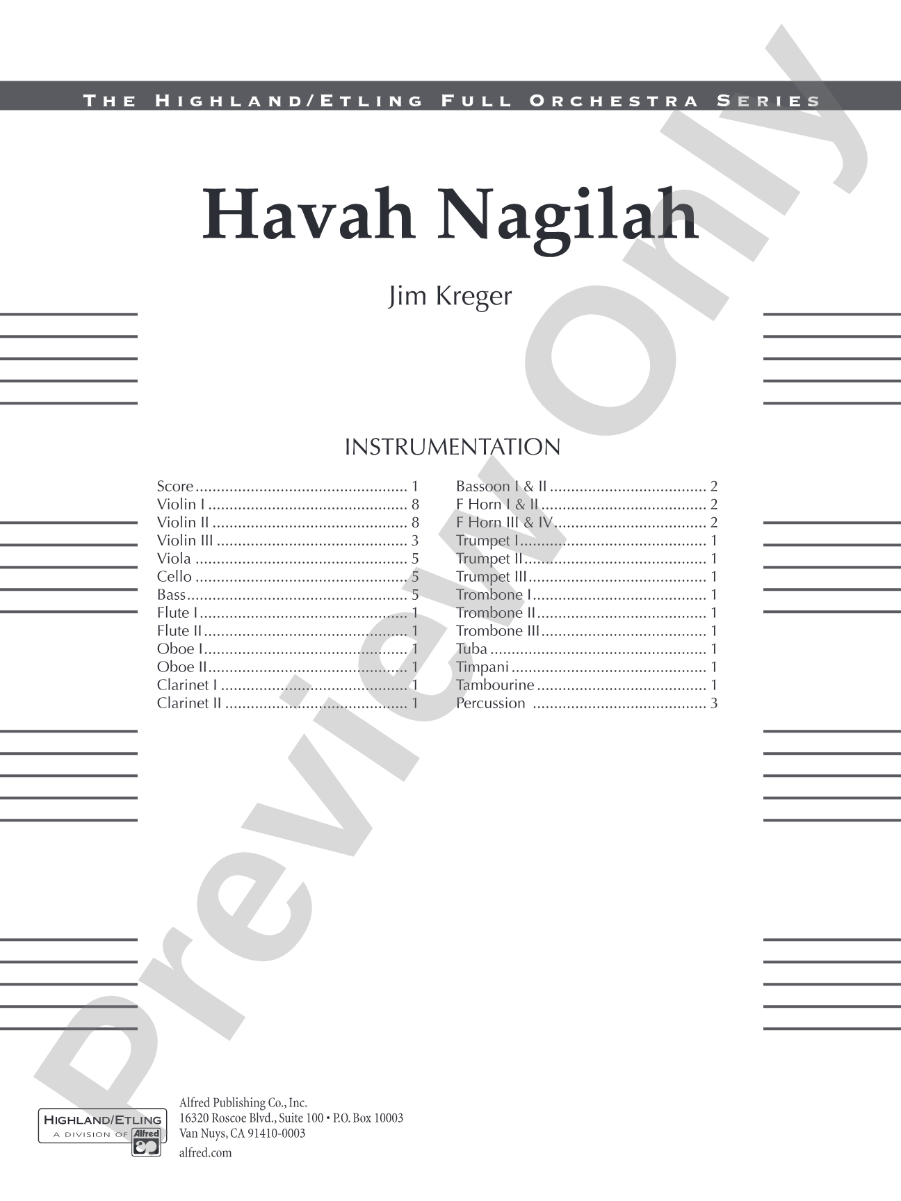 Havah Nagilah: Full Orchestra Conductor Score & Parts
