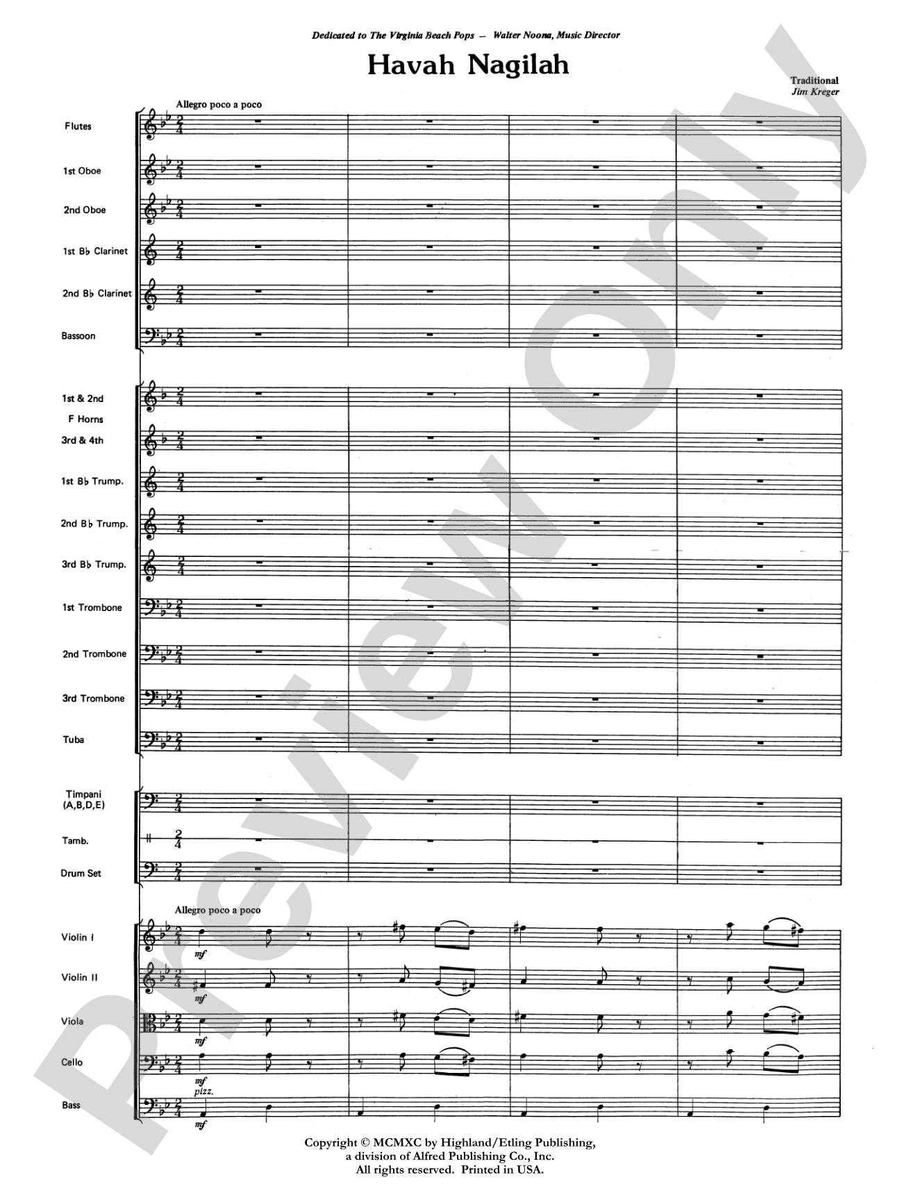 Havah Nagilah: Full Orchestra Conductor Score & Parts