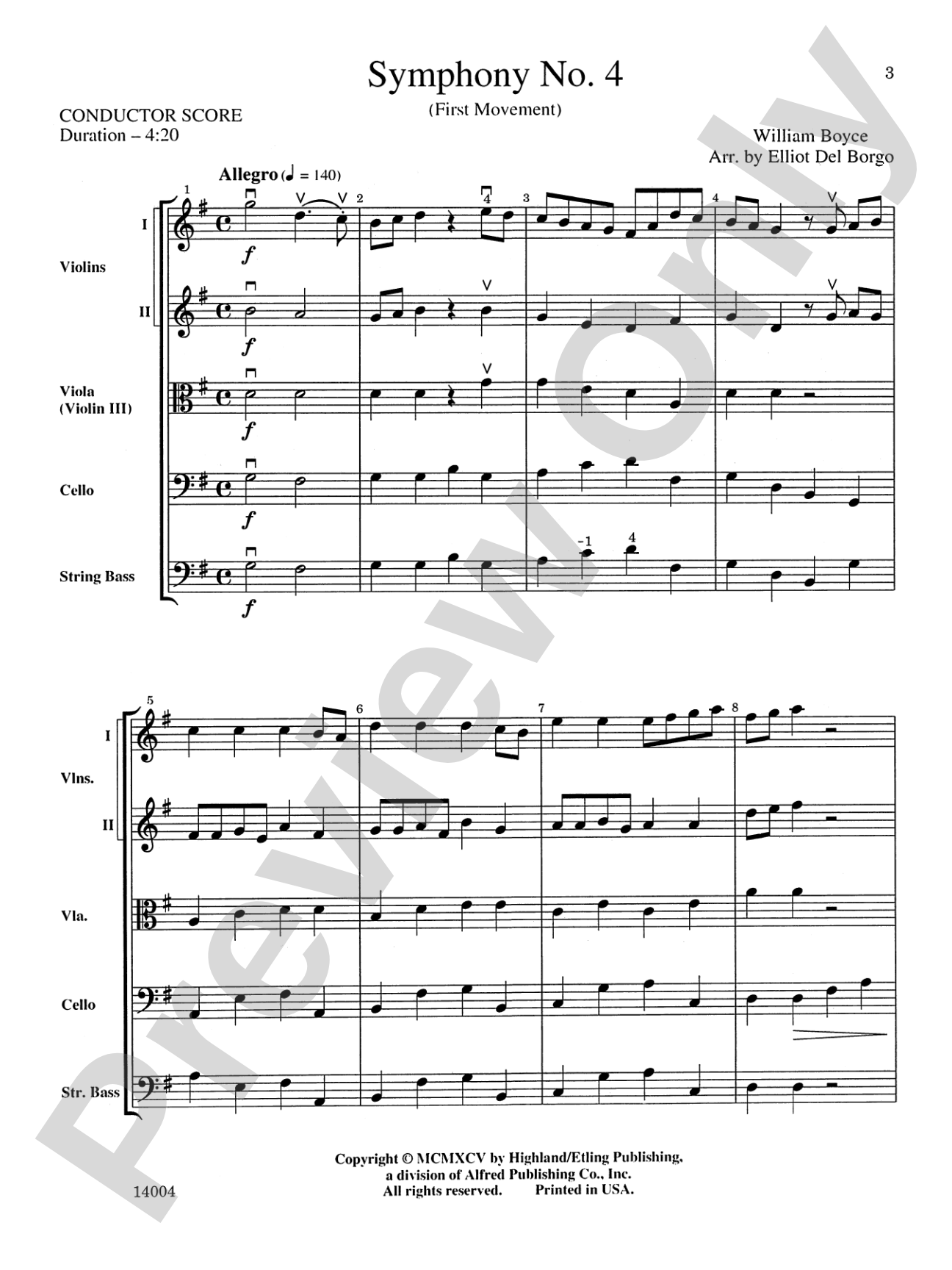 Symphony No. 4, 1st Movement: String Orchestra Conductor Score & Parts