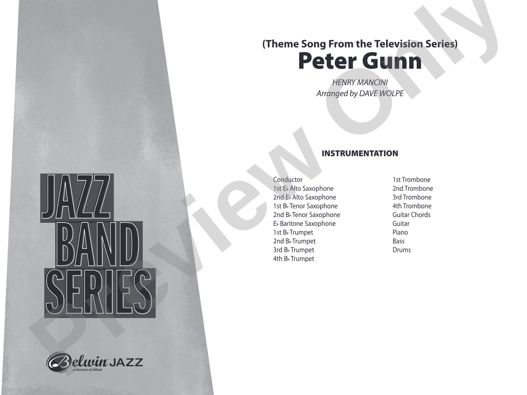Peter Gunn: Jazz Ensemble Conductor Score & Parts