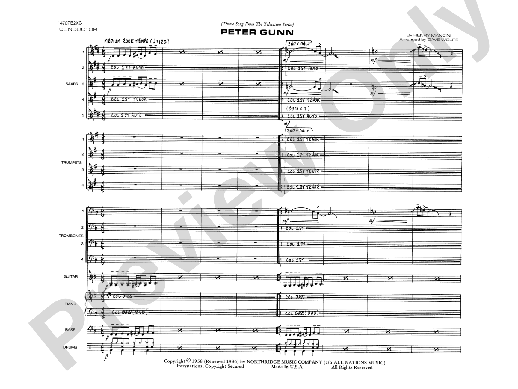 Peter Gunn: Jazz Ensemble Conductor Score & Parts
