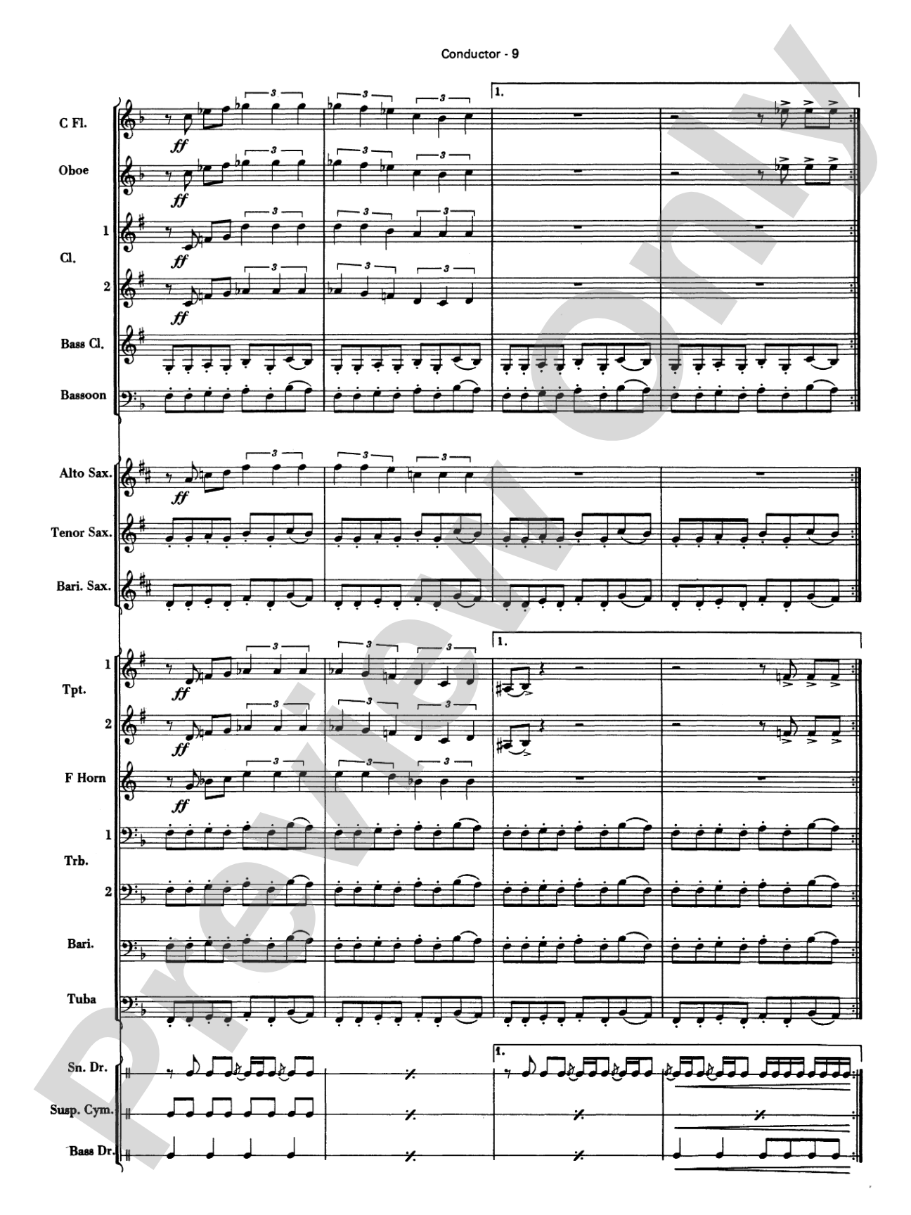 Peter Gunn: Concert Band Conductor Score & Parts