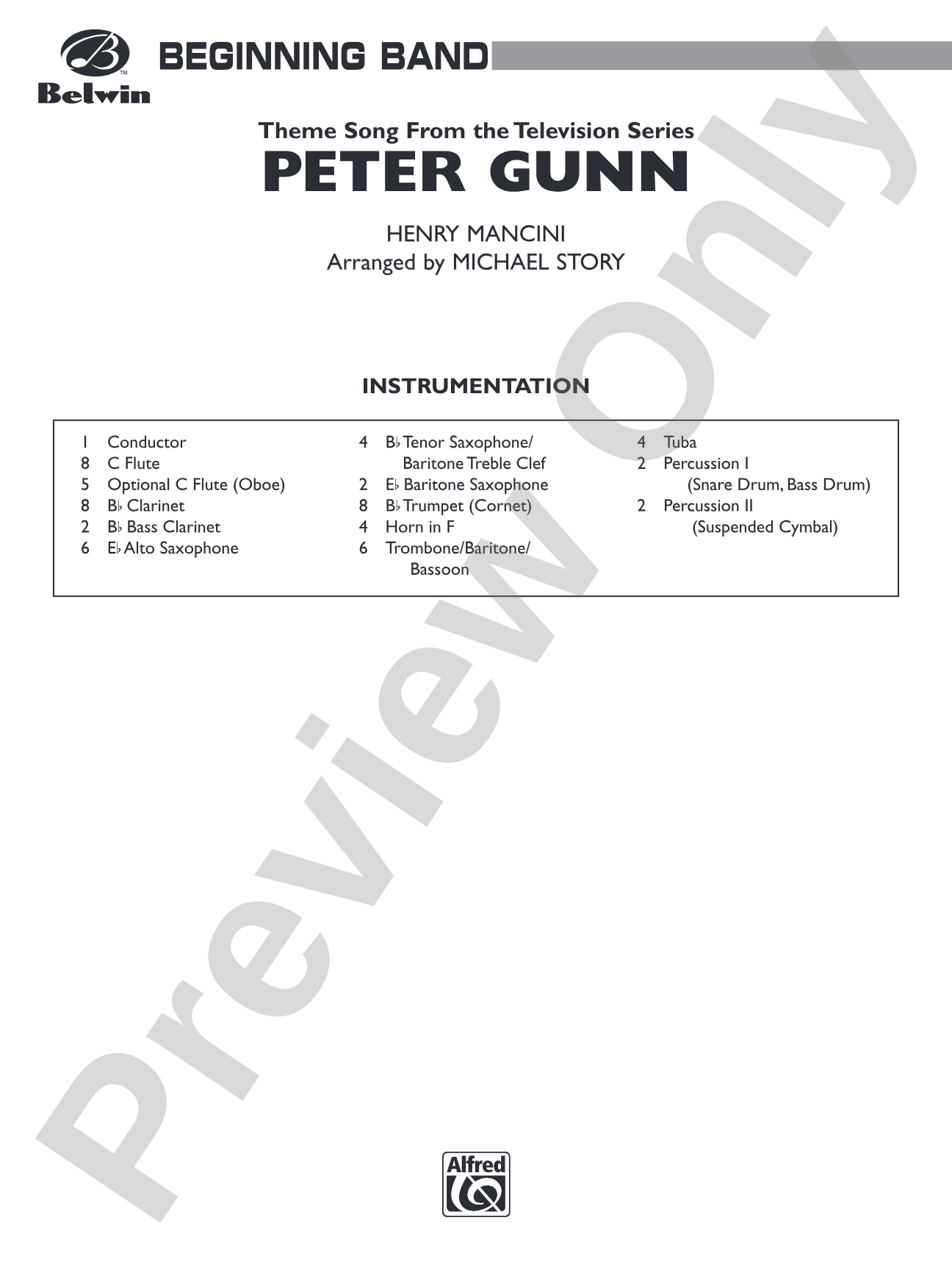 Peter Gunn: Concert Band Conductor Score & Parts