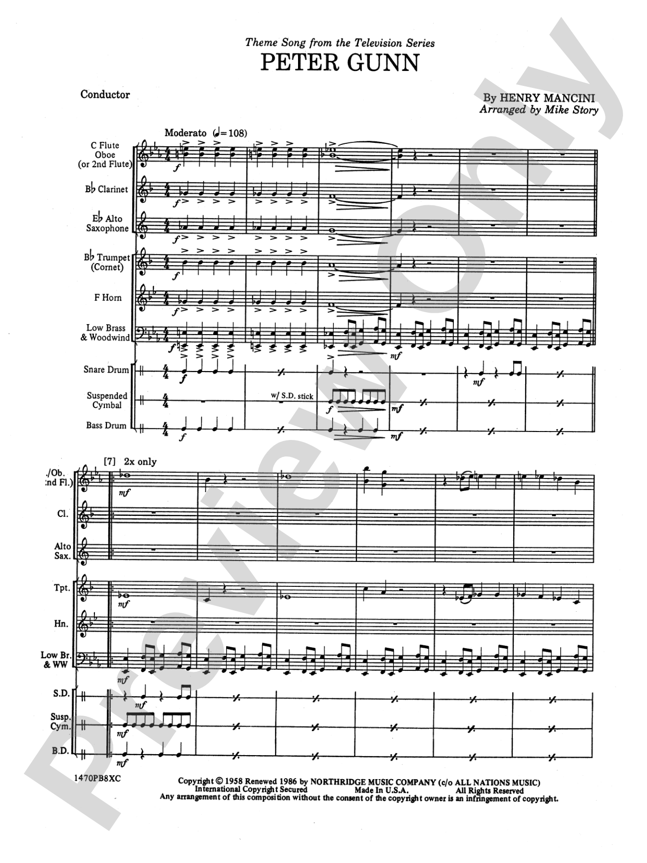 Peter Gunn: Concert Band Conductor Score & Parts