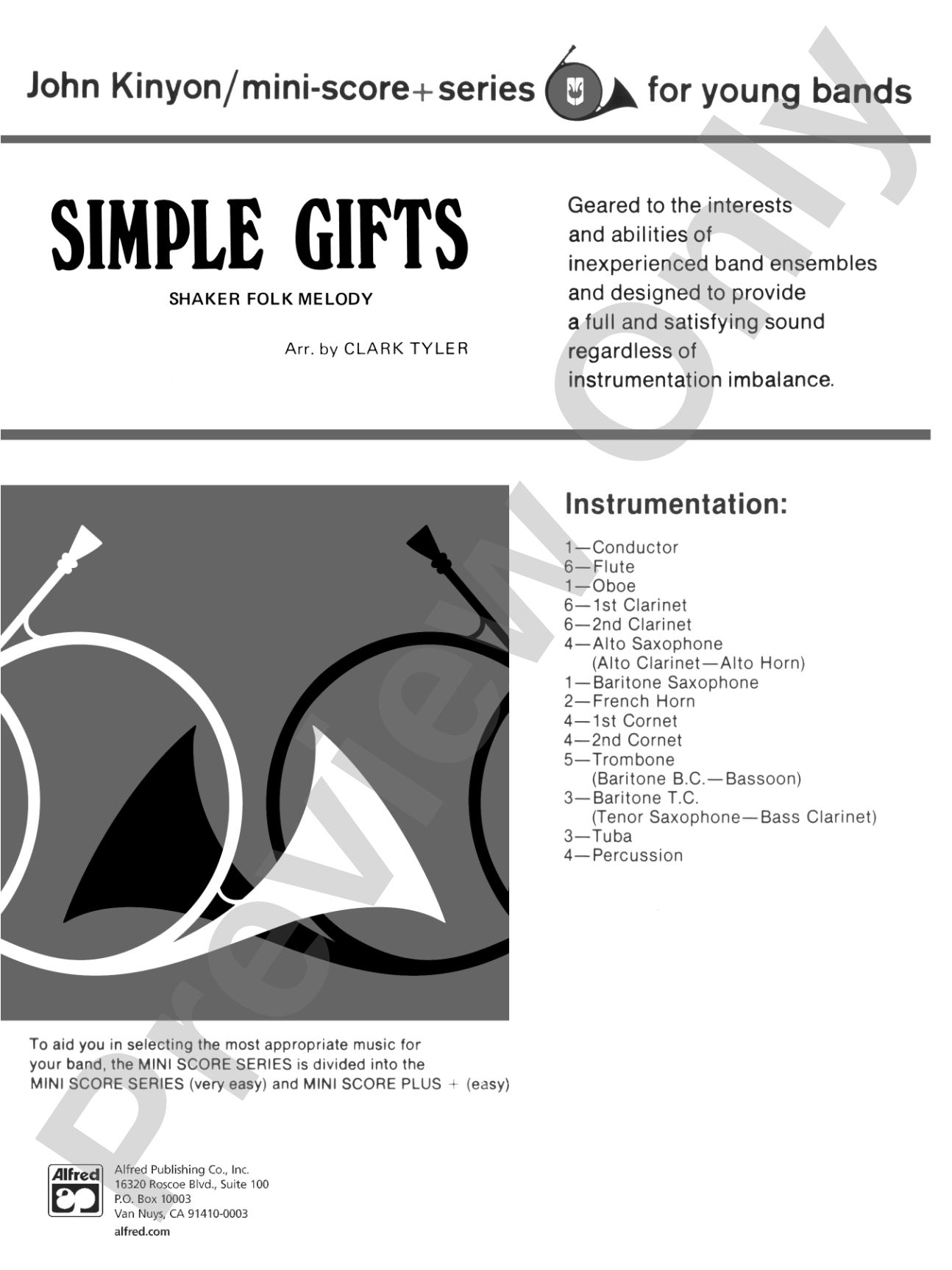 Simple Gifts (Shaker Folk Tune): Concert Band Conductor Score & Parts