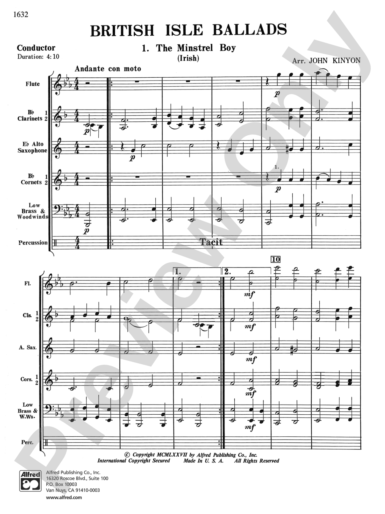 British Isle Ballads: Concert Band Conductor Score & Parts