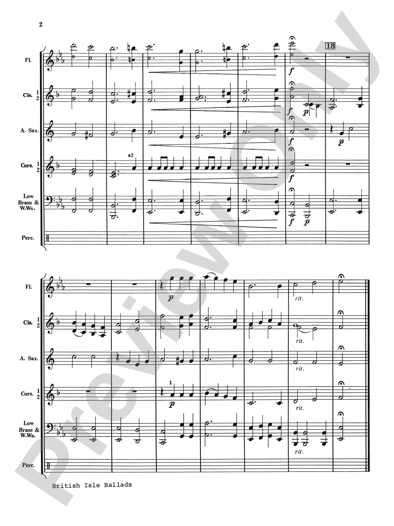 British Isle Ballads: Concert Band Conductor Score & Parts