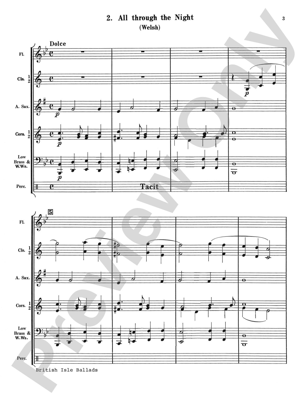 British Isle Ballads: Concert Band Conductor Score & Parts