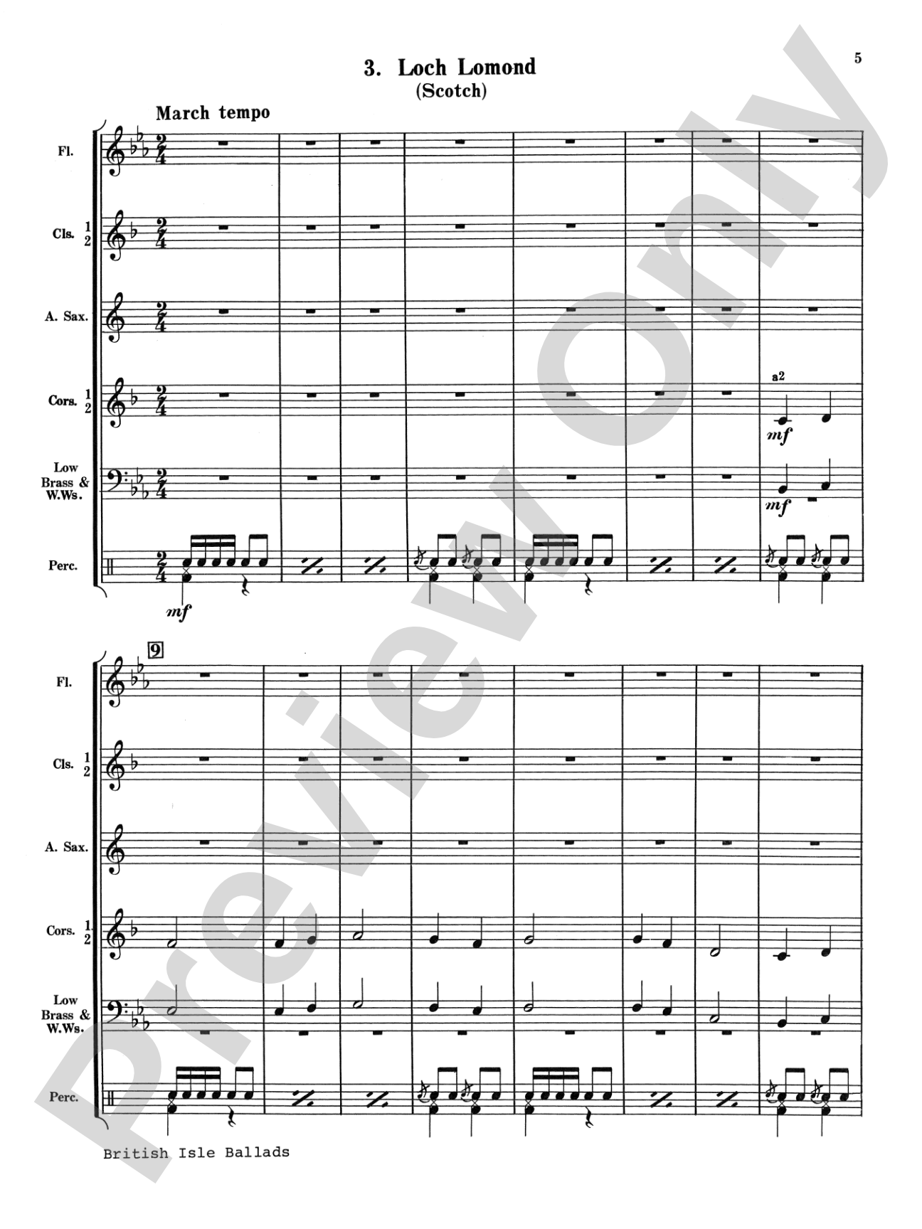 British Isle Ballads: Concert Band Conductor Score & Parts