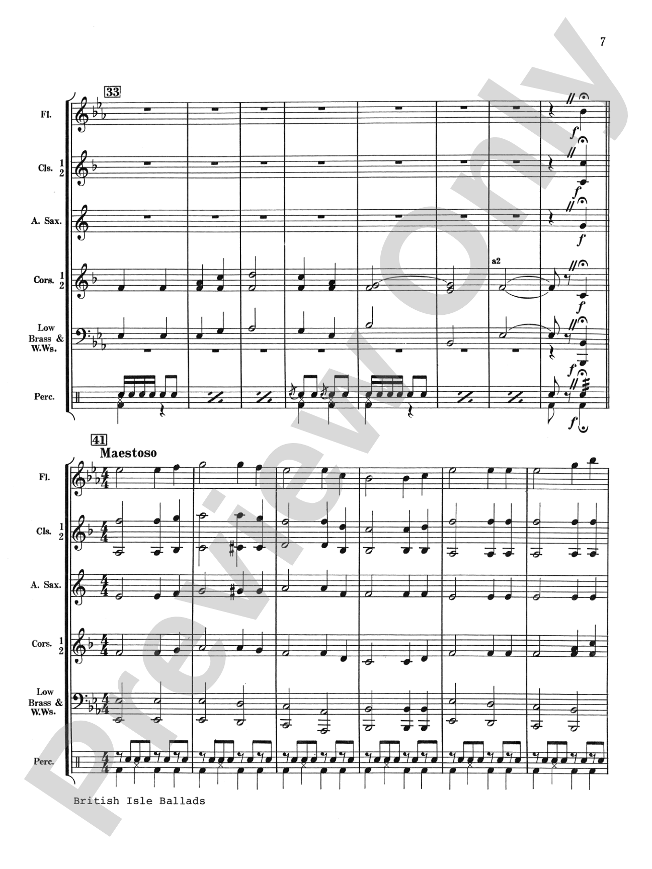 British Isle Ballads: Concert Band Conductor Score & Parts