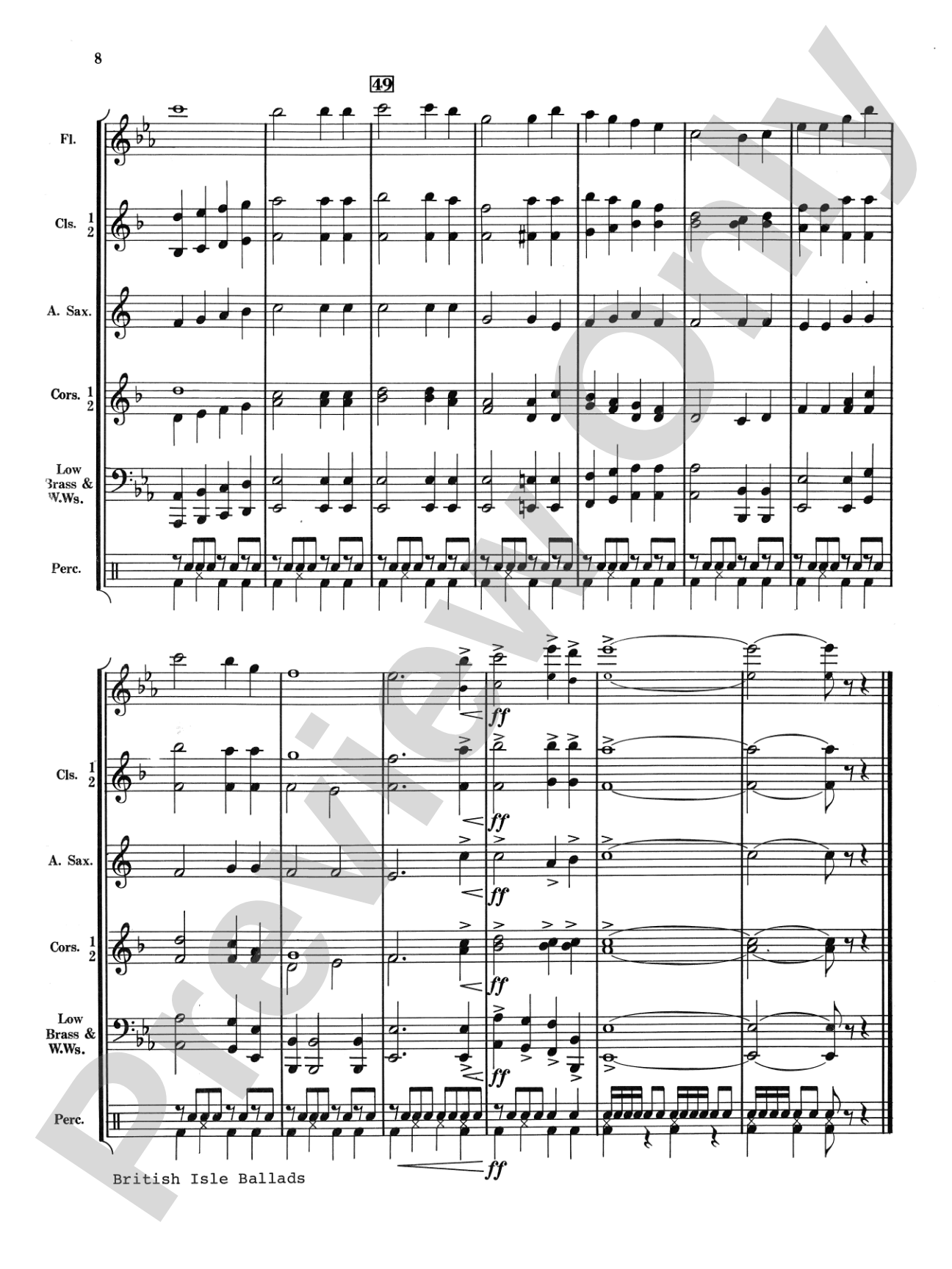 British Isle Ballads: Concert Band Conductor Score & Parts