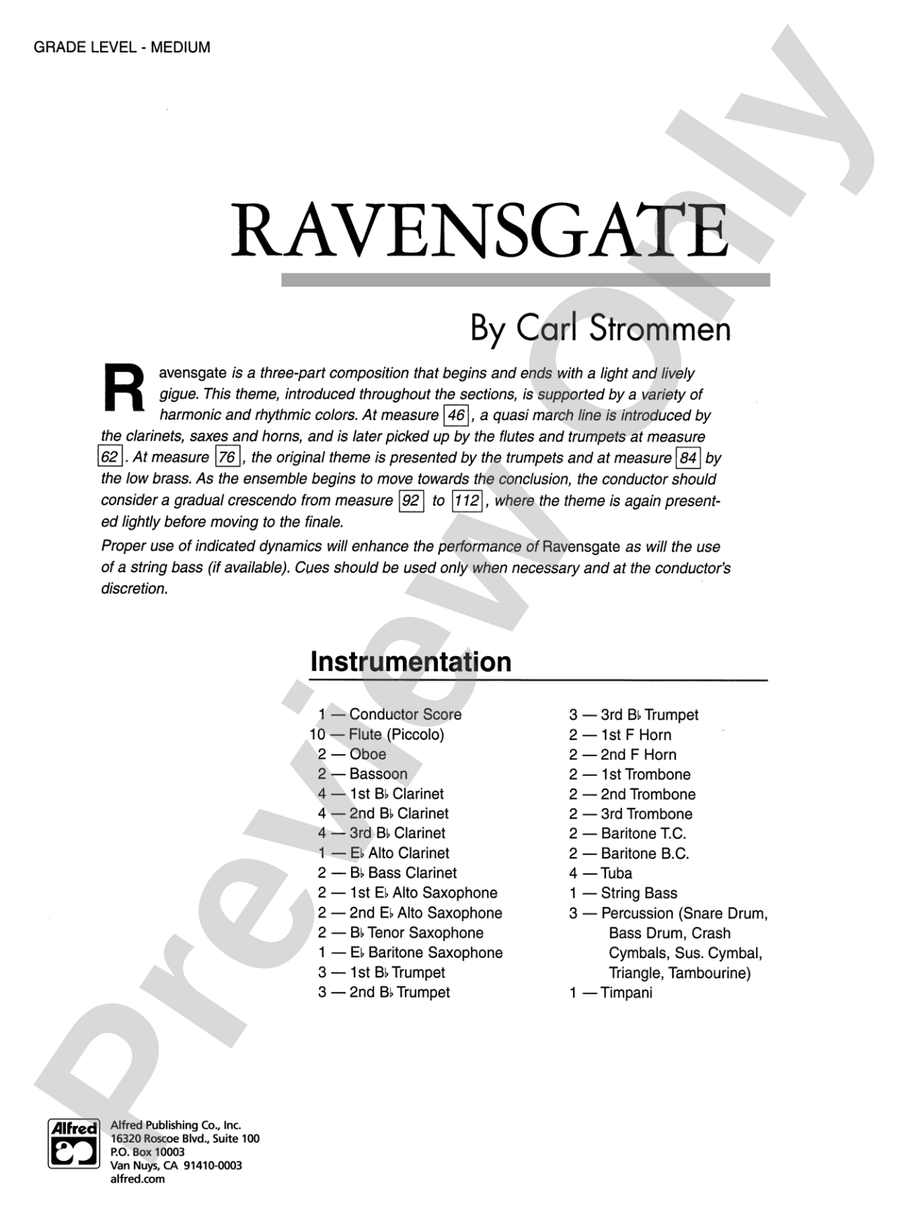 Ravensgate: Concert Band Conductor Score & Parts
