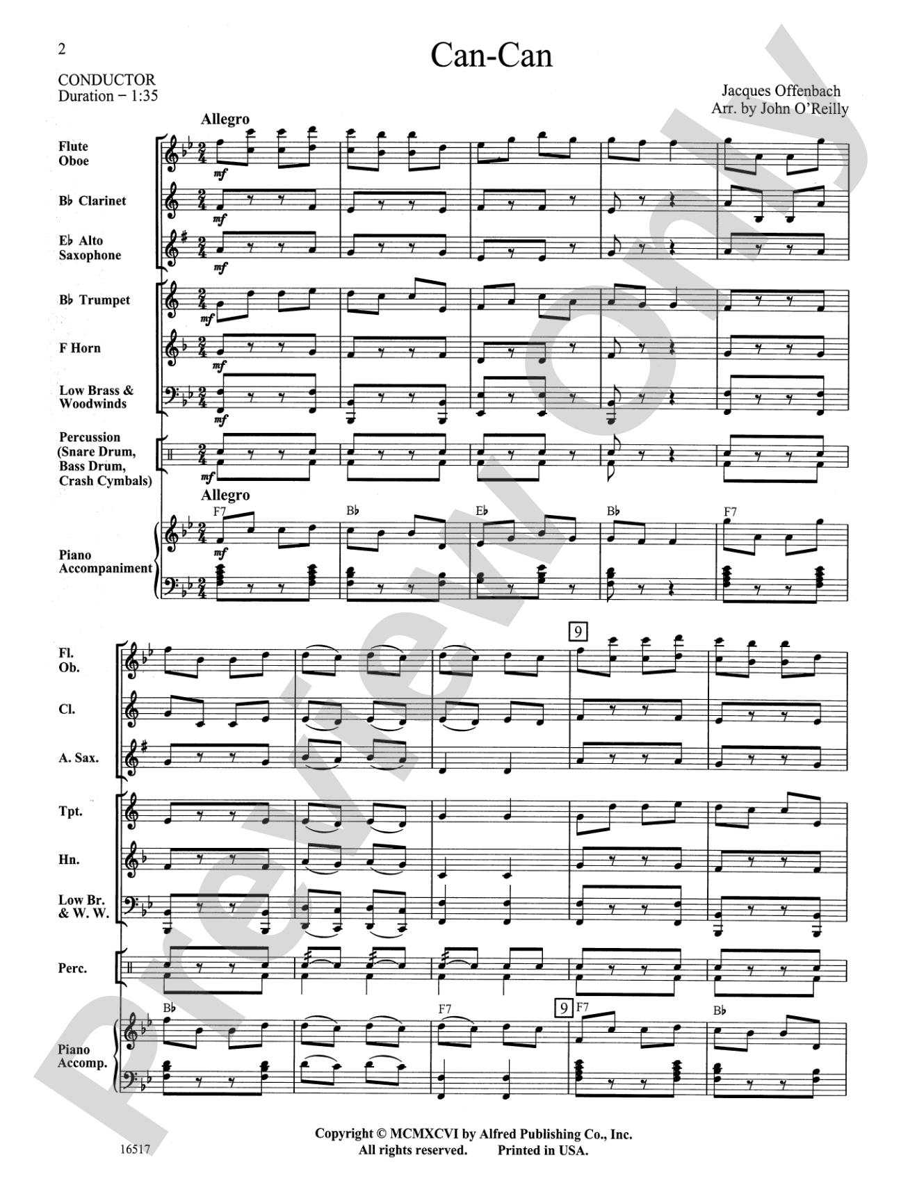 Can-Can: Concert Band Conductor Score & Parts
