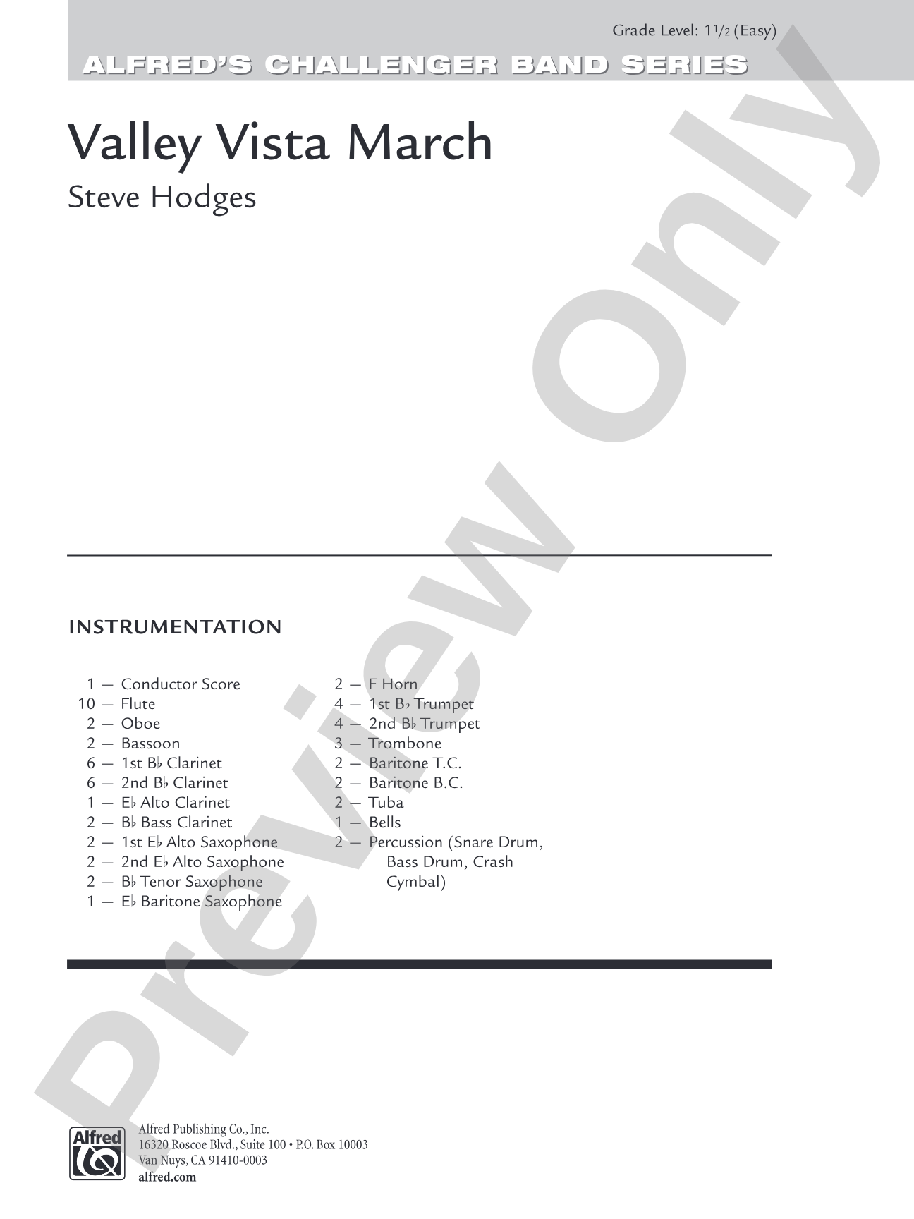 Valley Vista March: Concert Band Conductor Score & Parts