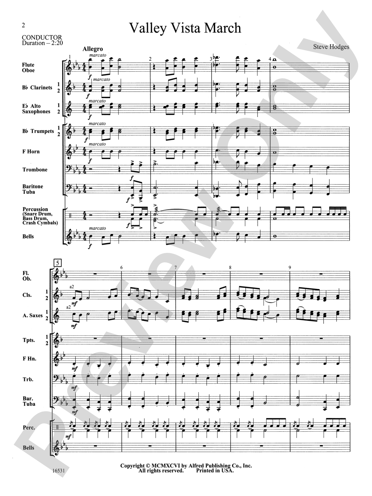 Valley Vista March: Concert Band Conductor Score & Parts