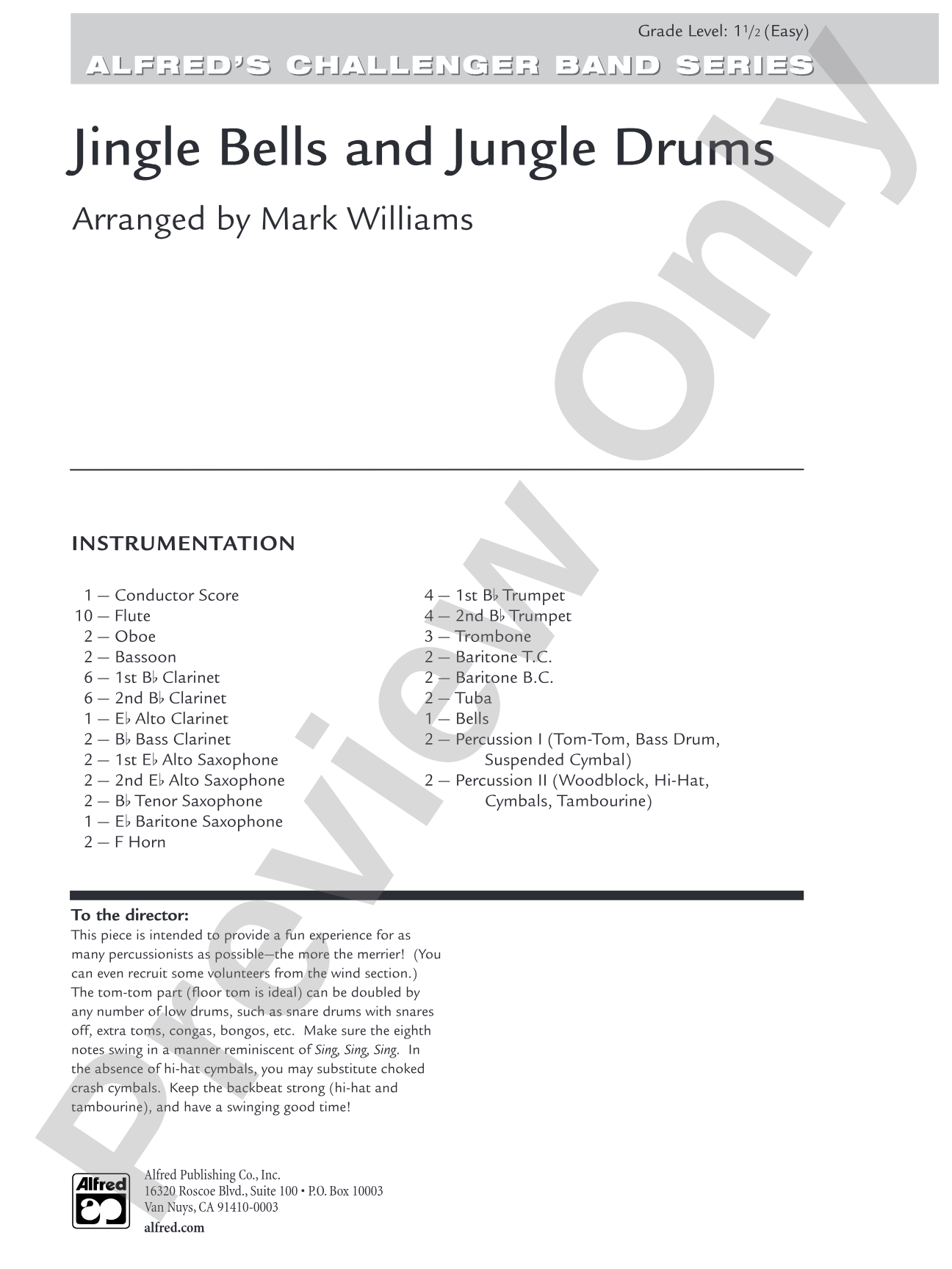 Jingle Bells and Jungle Drums: Concert Band Conductor Score & Parts