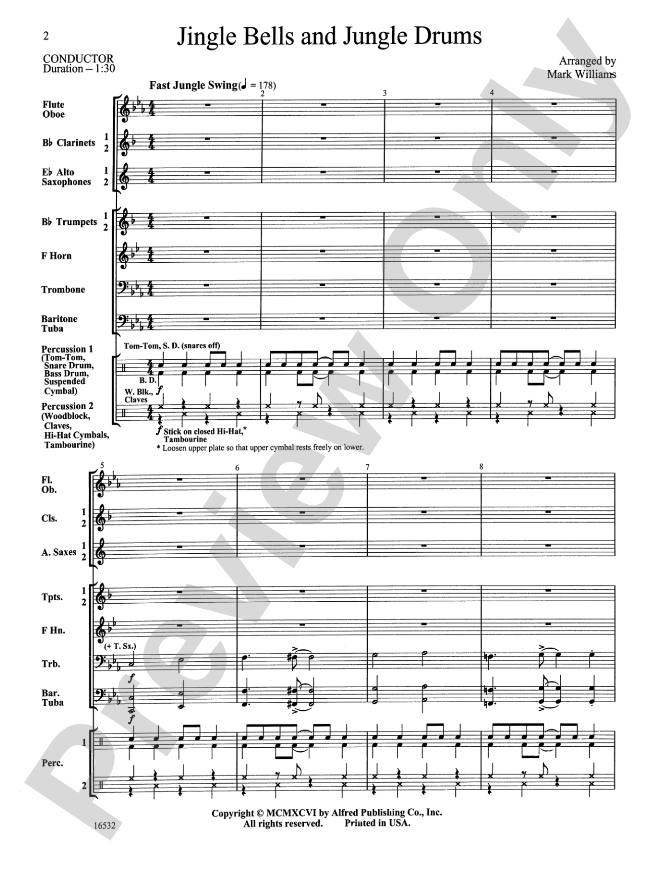 Jingle Bells and Jungle Drums: Concert Band Conductor Score & Parts
