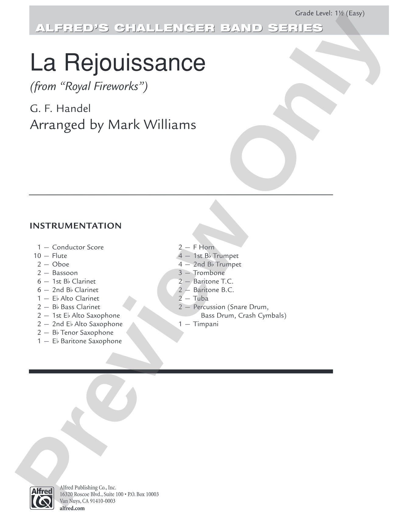 La Rejouissance from Royal Fireworks Music: Score