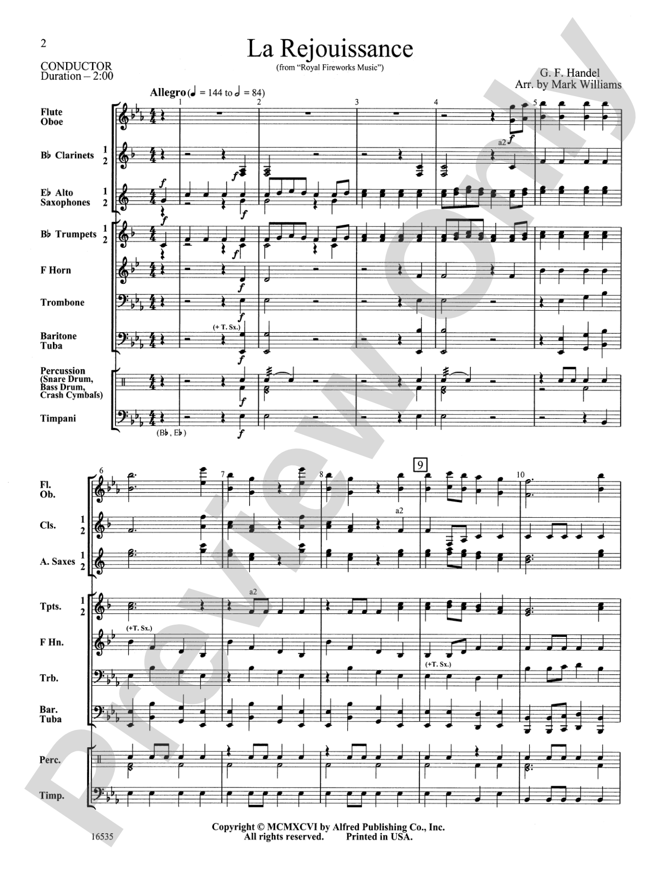 La Rejouissance from Royal Fireworks Music: Score