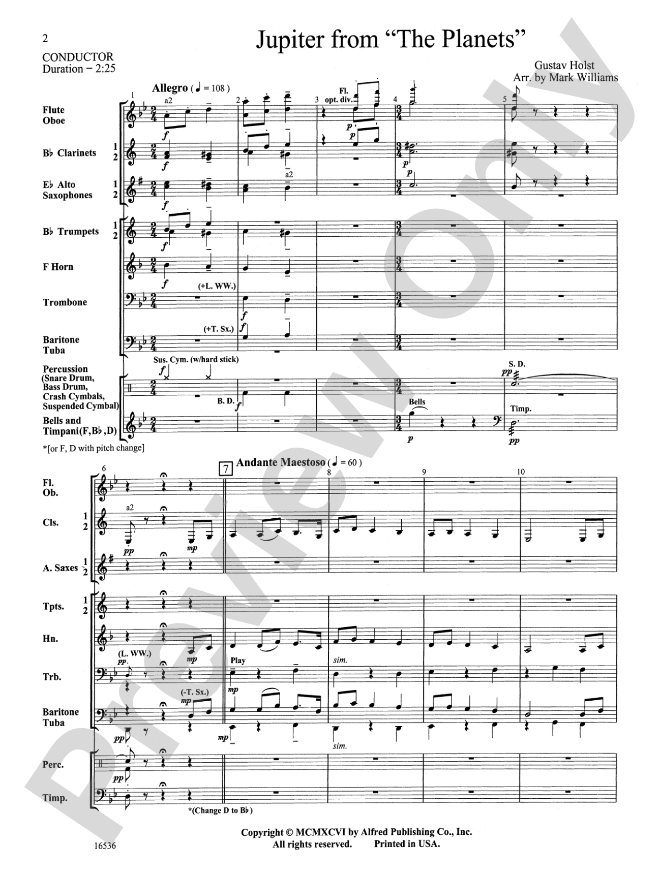 Jupiter from "The Planets": Score