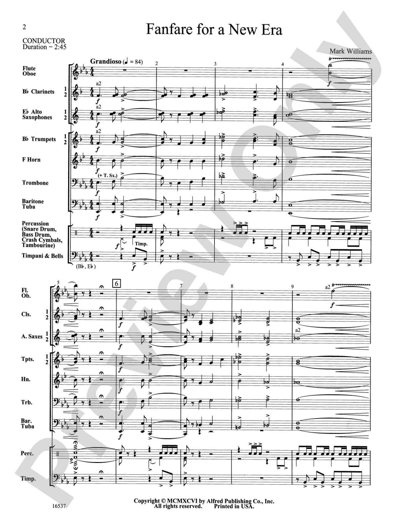 Fanfare for a New Era: Concert Band Conductor Score & Parts