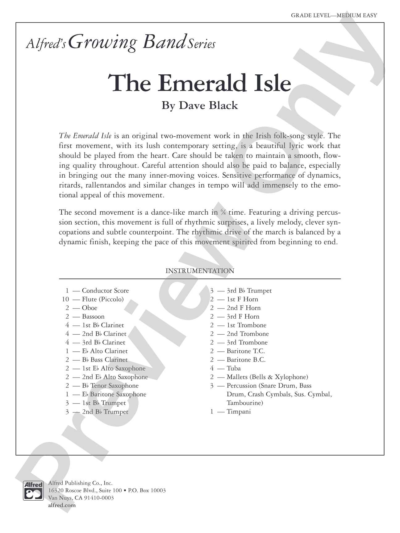 The Emerald Isle: Concert Band Conductor Score & Parts