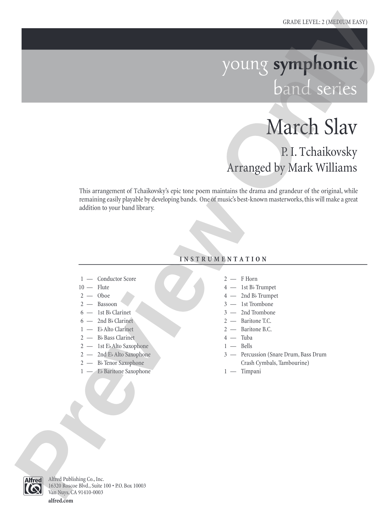 March Slav: Concert Band Conductor Score & Parts
