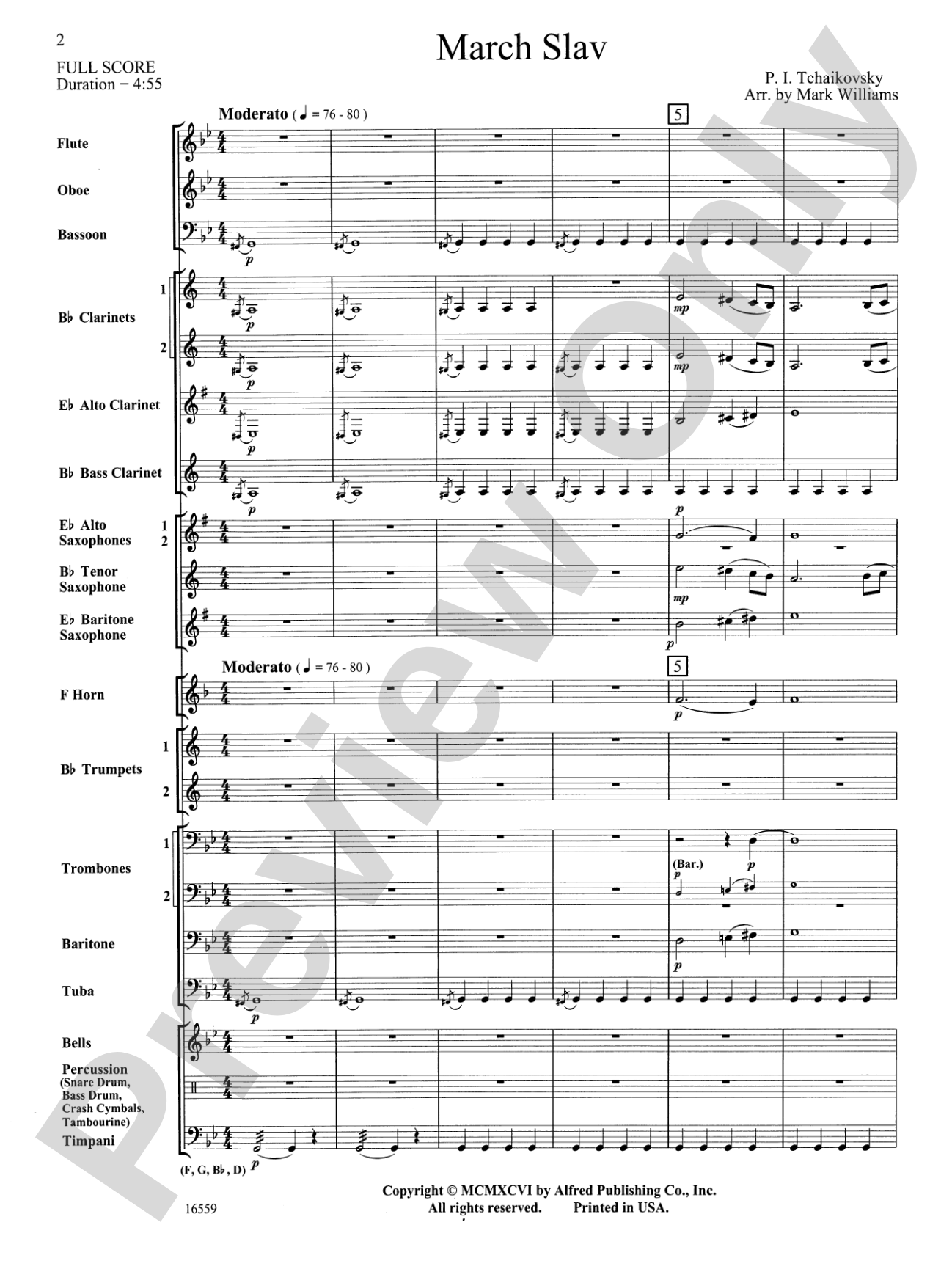 March Slav: Concert Band Conductor Score & Parts