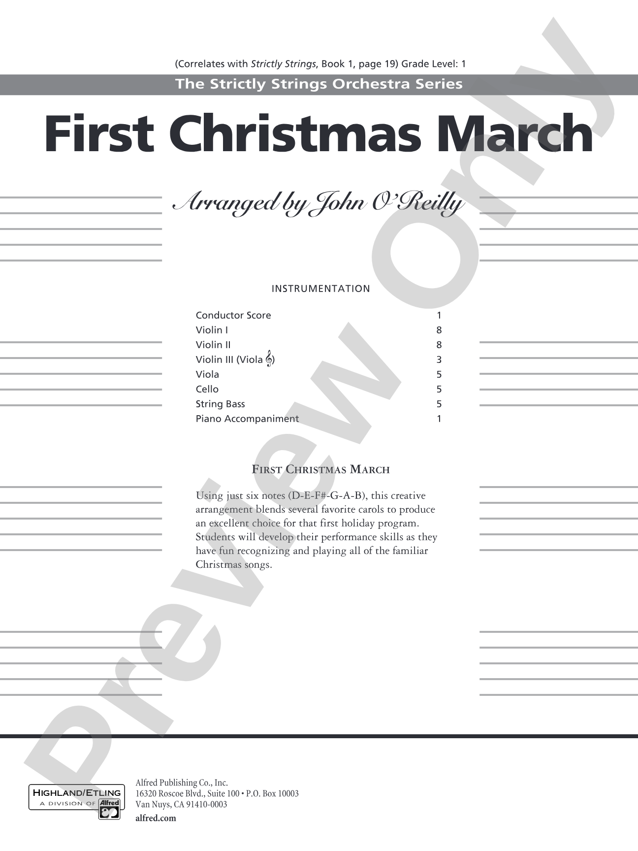 First Christmas March: String Orchestra Conductor Score & Parts