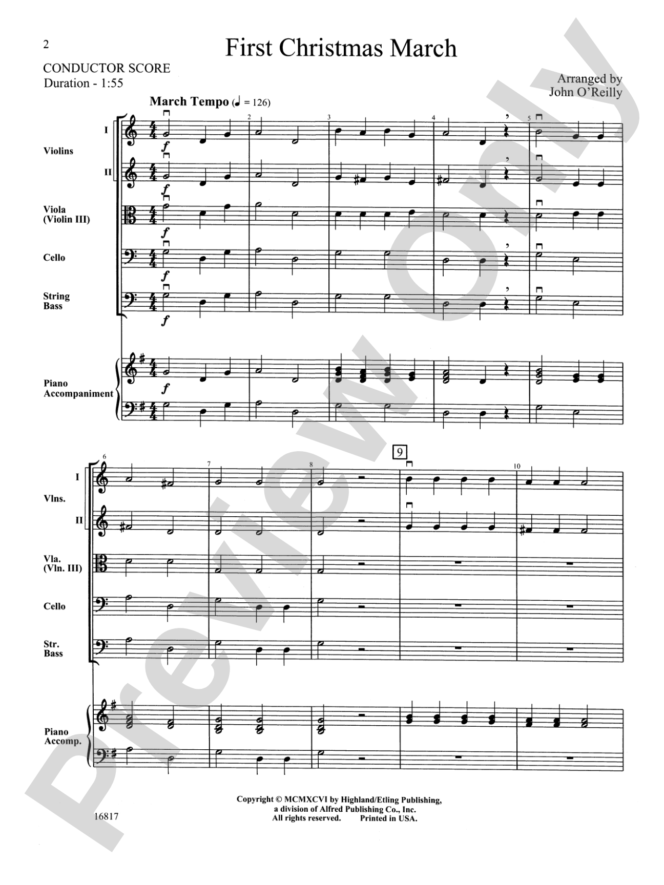 First Christmas March: String Orchestra Conductor Score & Parts