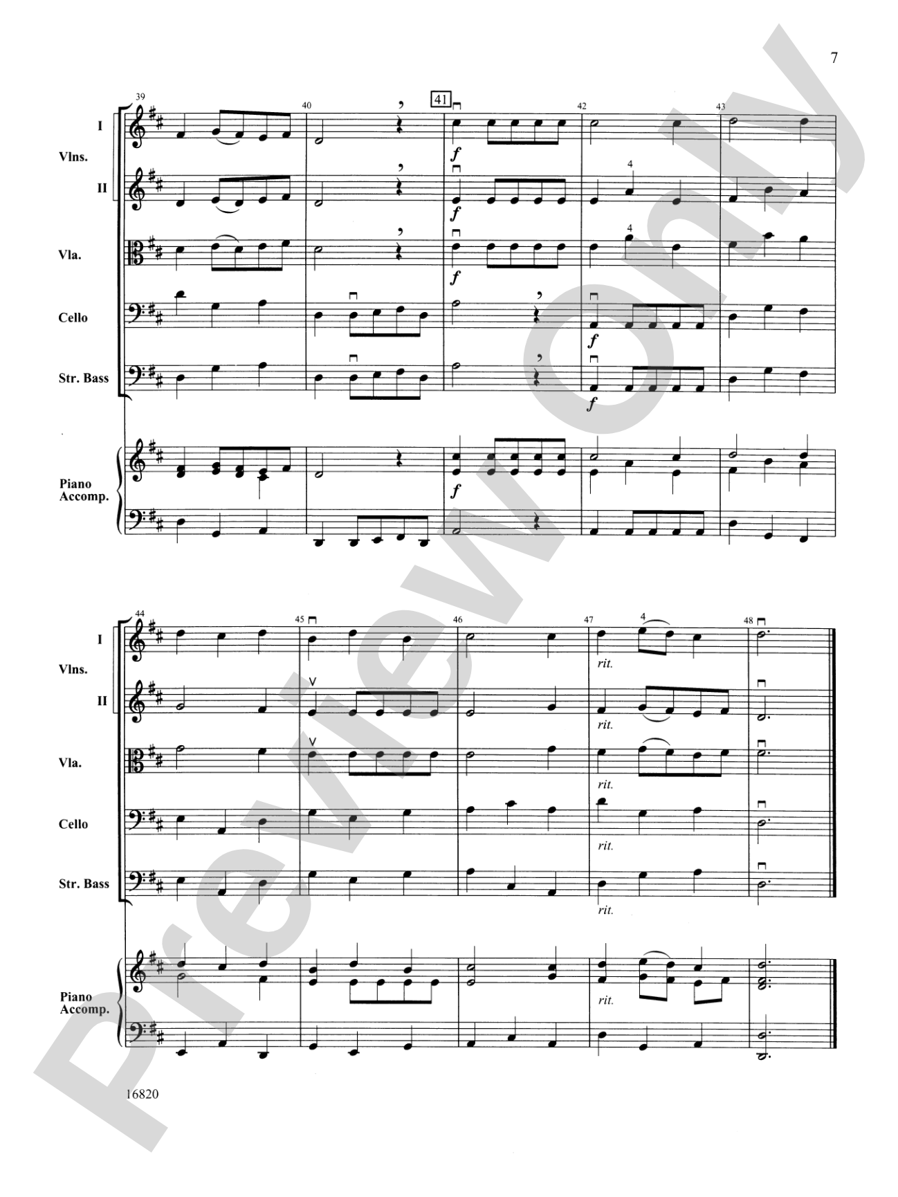 Minuet from Water Music: String Orchestra Conductor Score & Parts