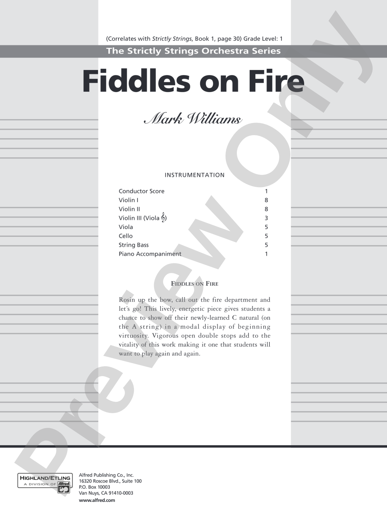 Fiddles on Fire: String Orchestra Conductor Score & Parts