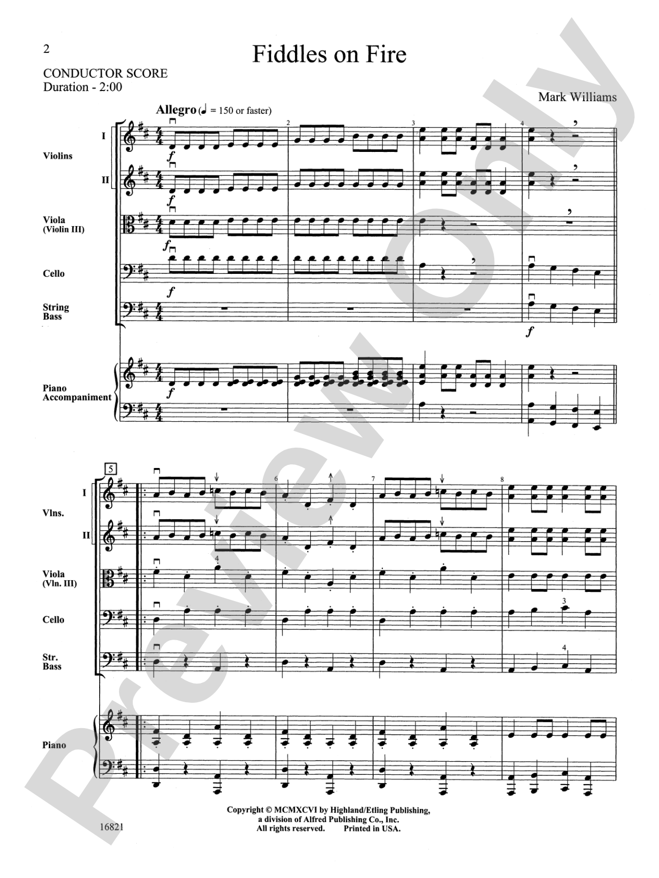 Fiddles on Fire: String Orchestra Conductor Score & Parts