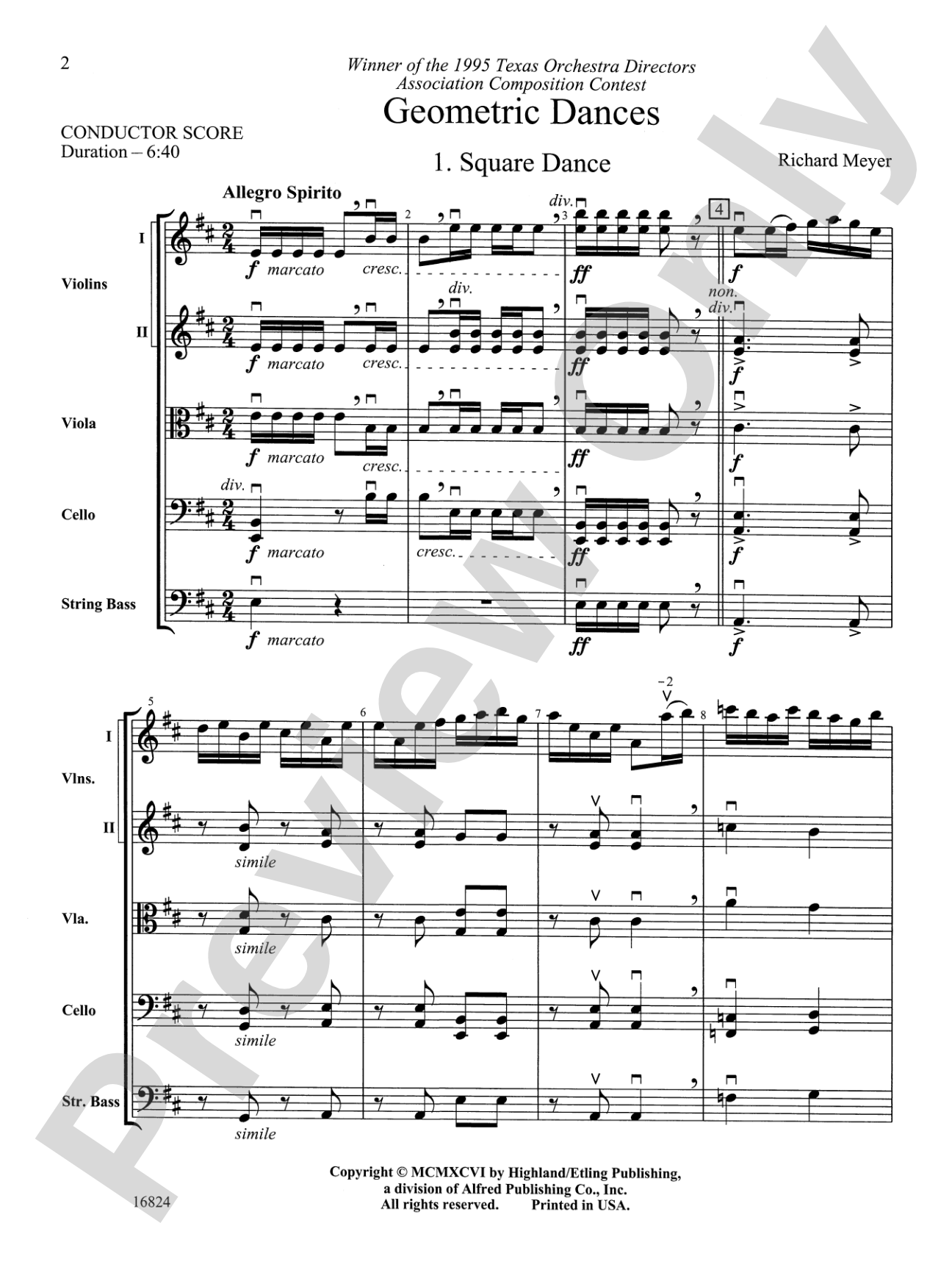 Geometric Dances: Score